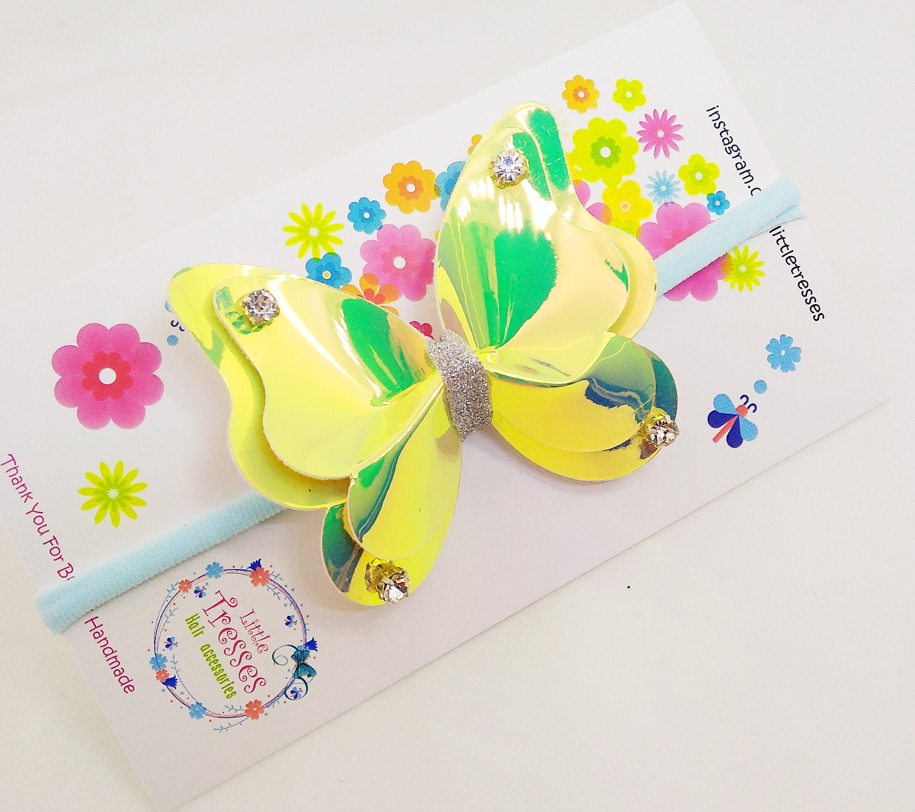 Layered Butterfly Soft Headband - Green/Blue