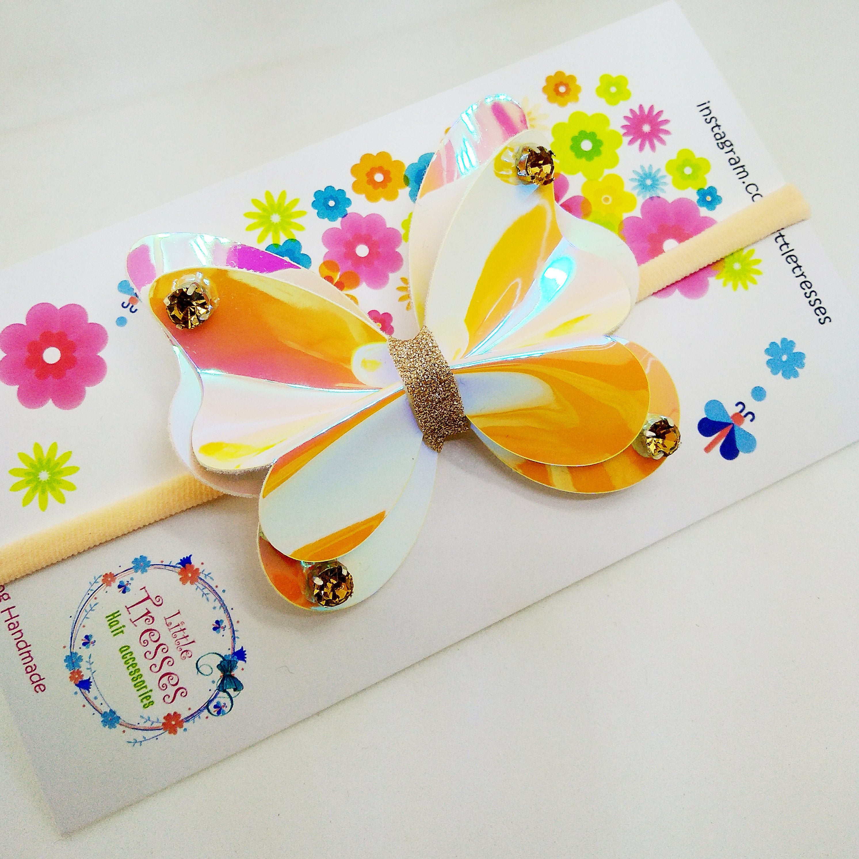 Layered Butterfly Soft Headband - Peach