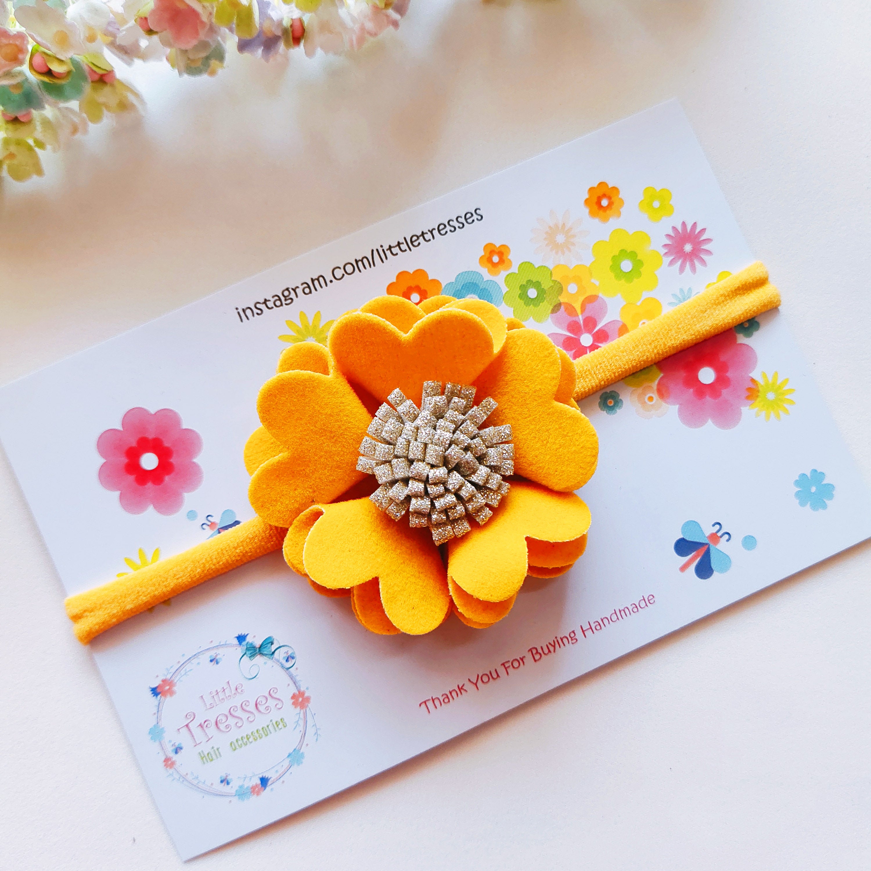 Scalloped Flower Soft Headband - Yellow