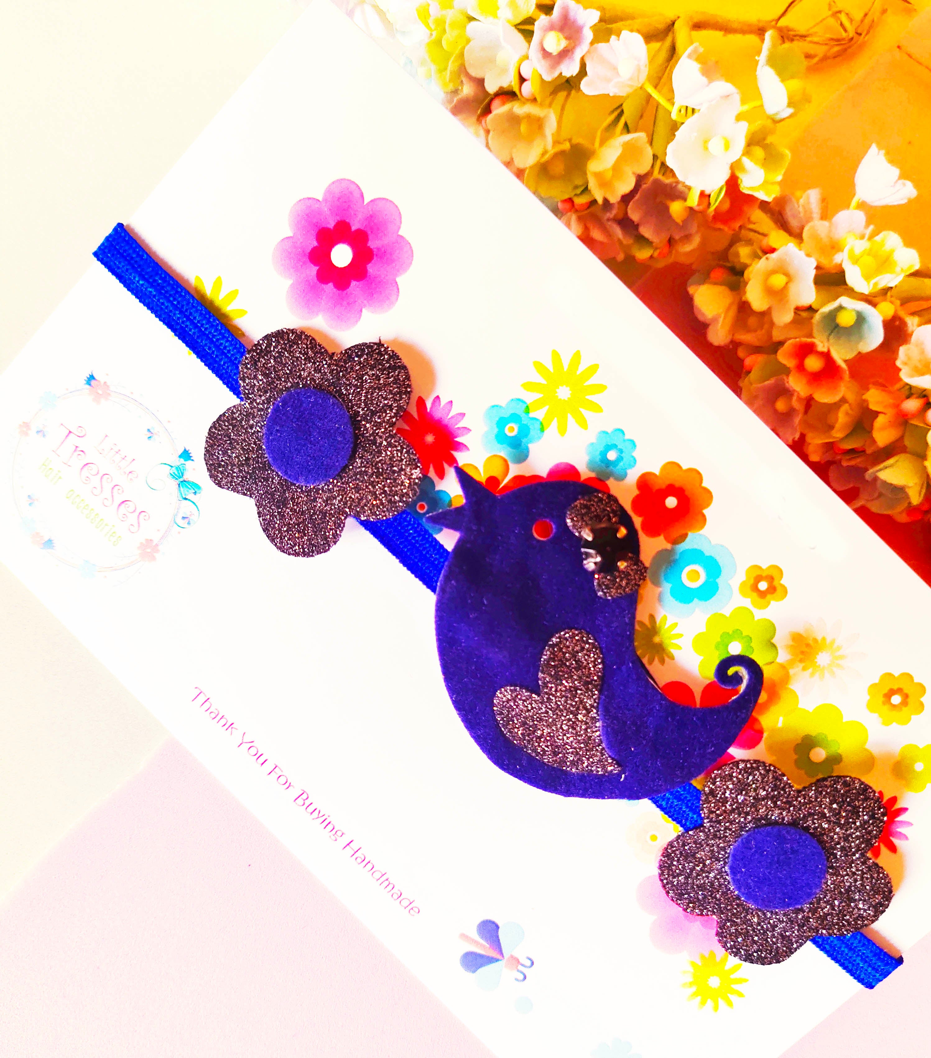 Little Birdie in the Garden - Blue & Black