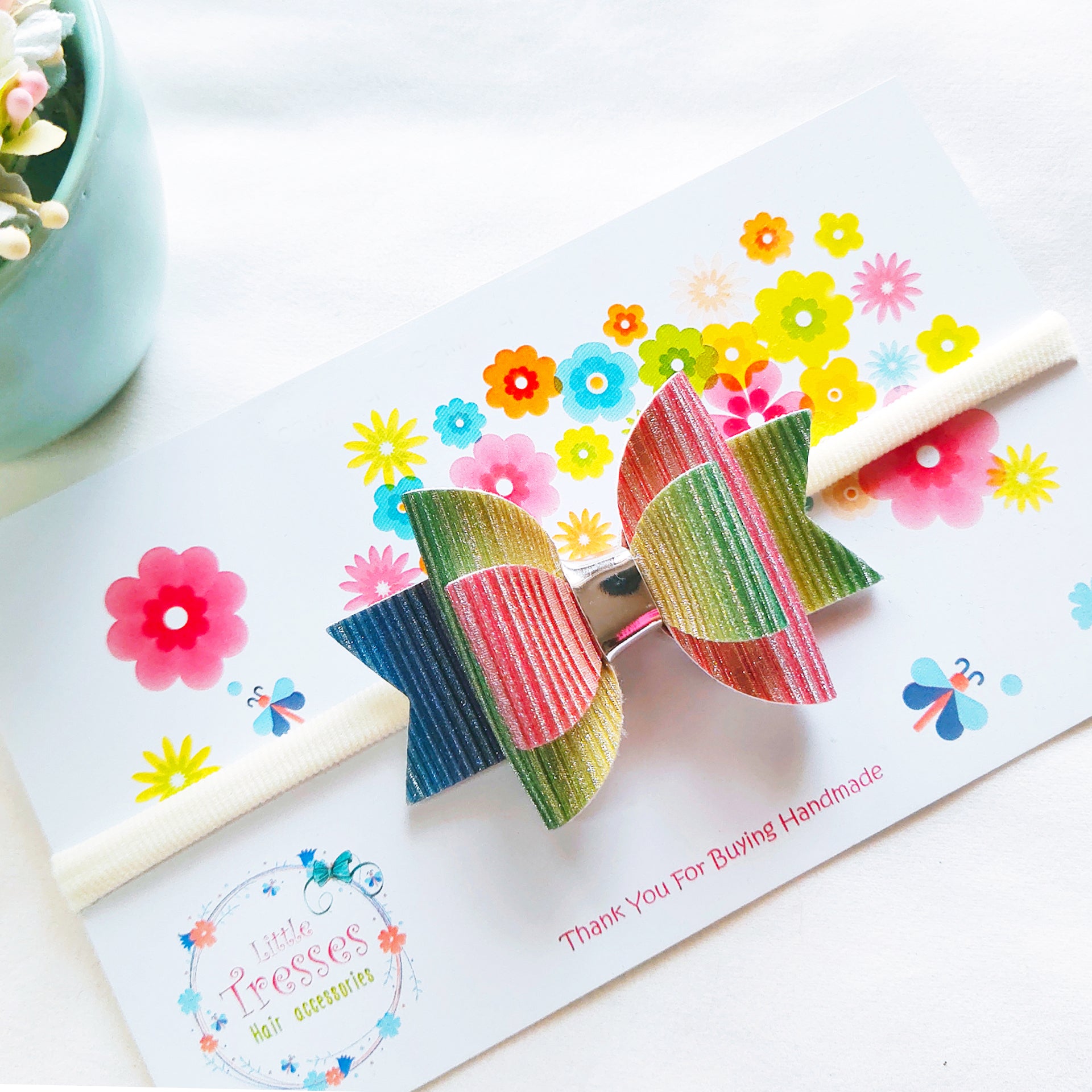 Small Layered Waves Bow Headband - Multicolor