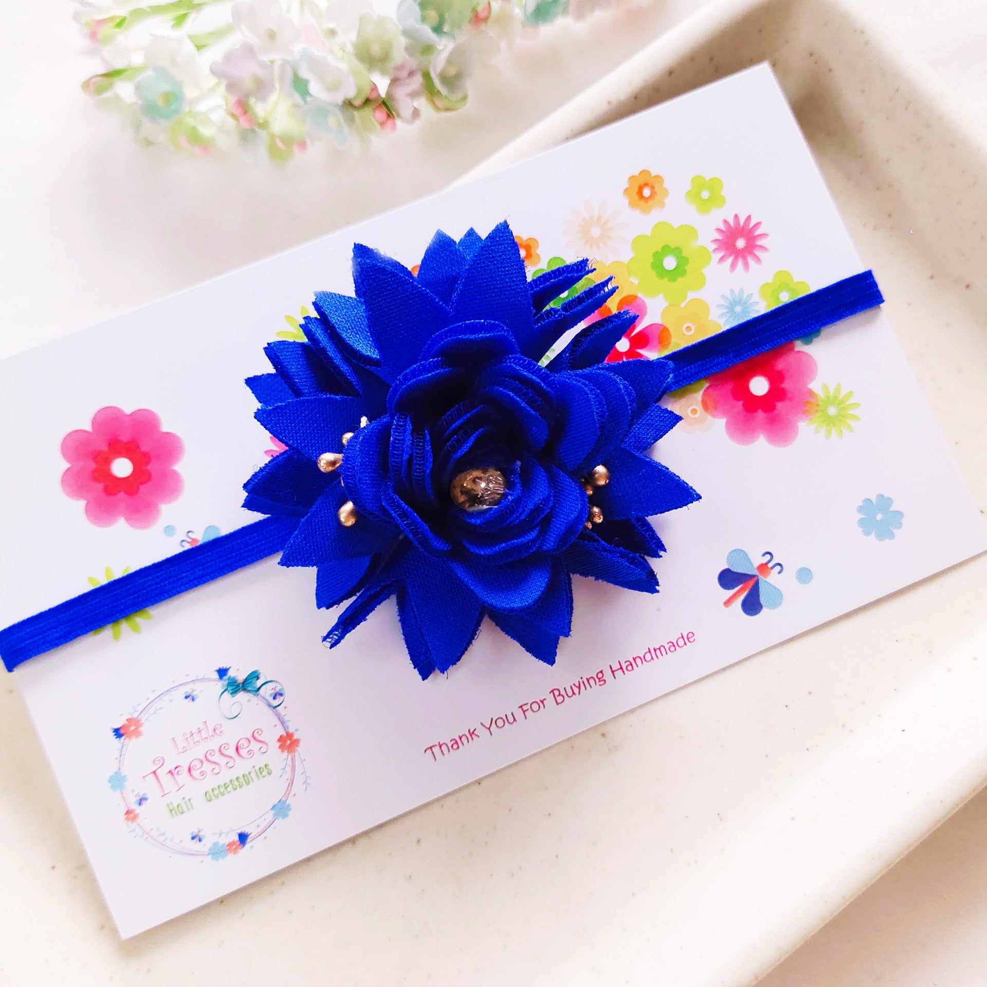 Flower Headband - Dark Blue