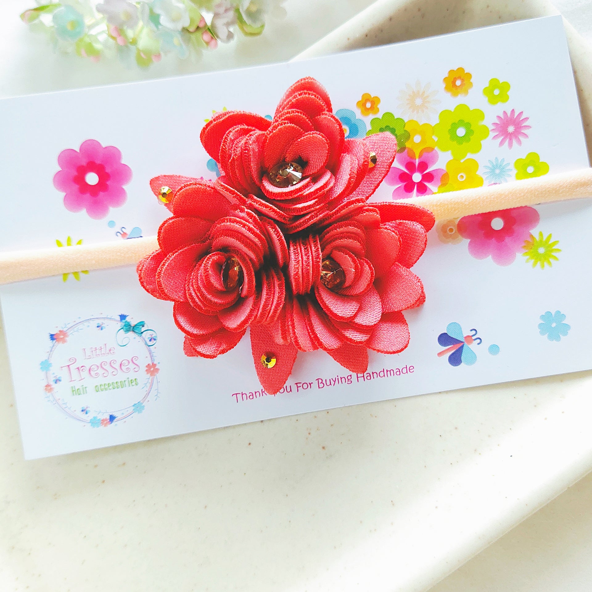 Bunch of Flower Headband - Dark Peach