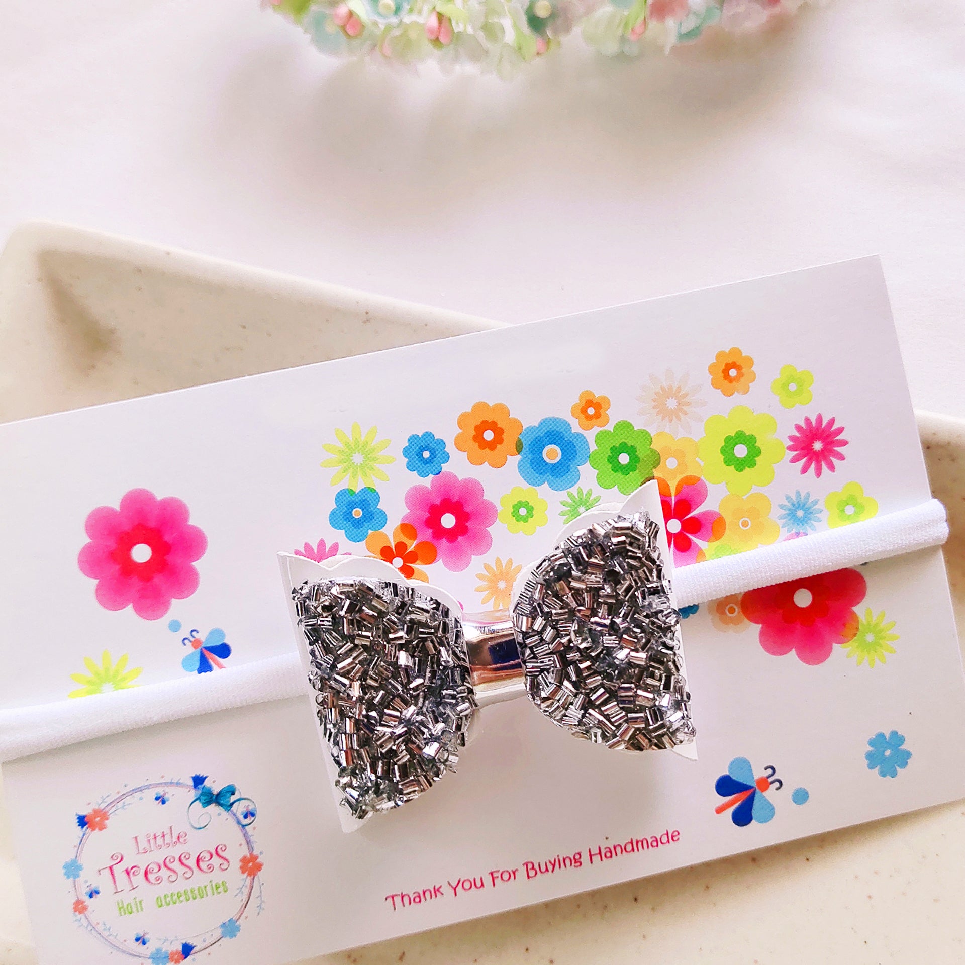 Layered Macroni Headband - White & Silver