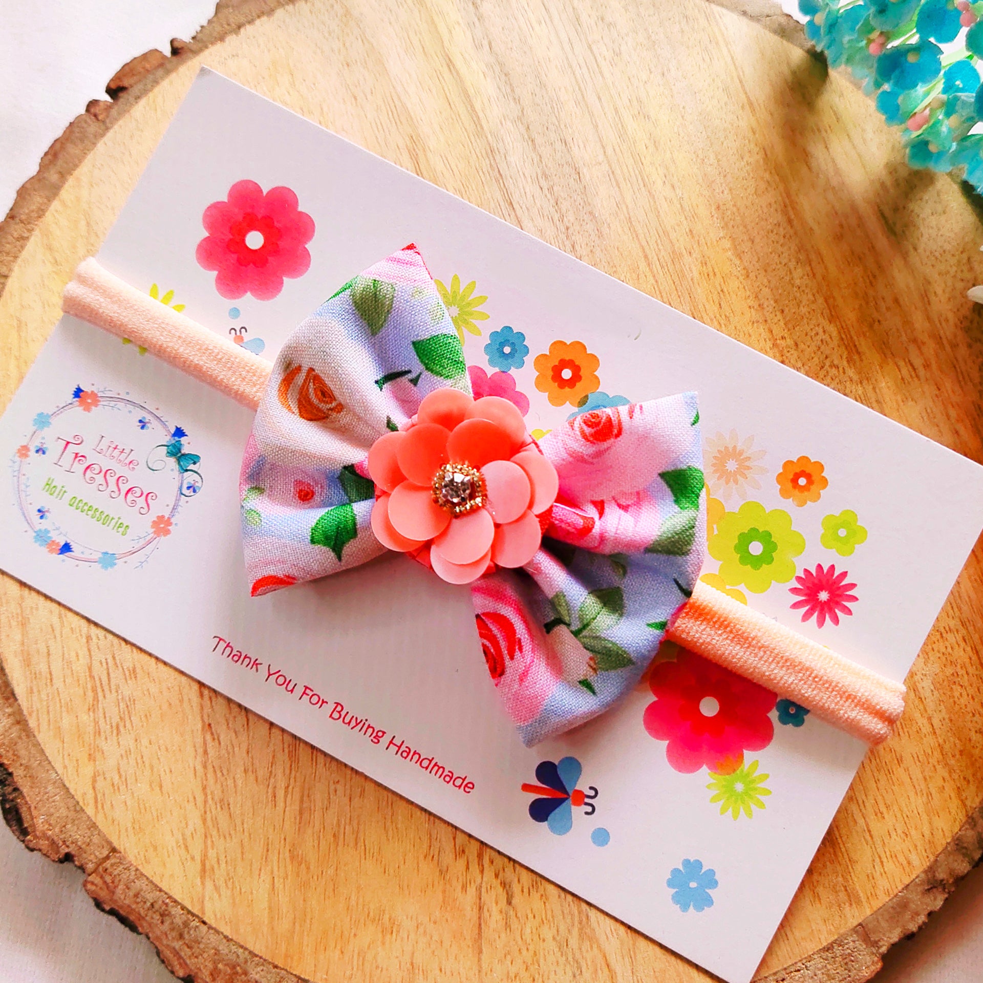 Rosy Garden with Flower Headband - Peach