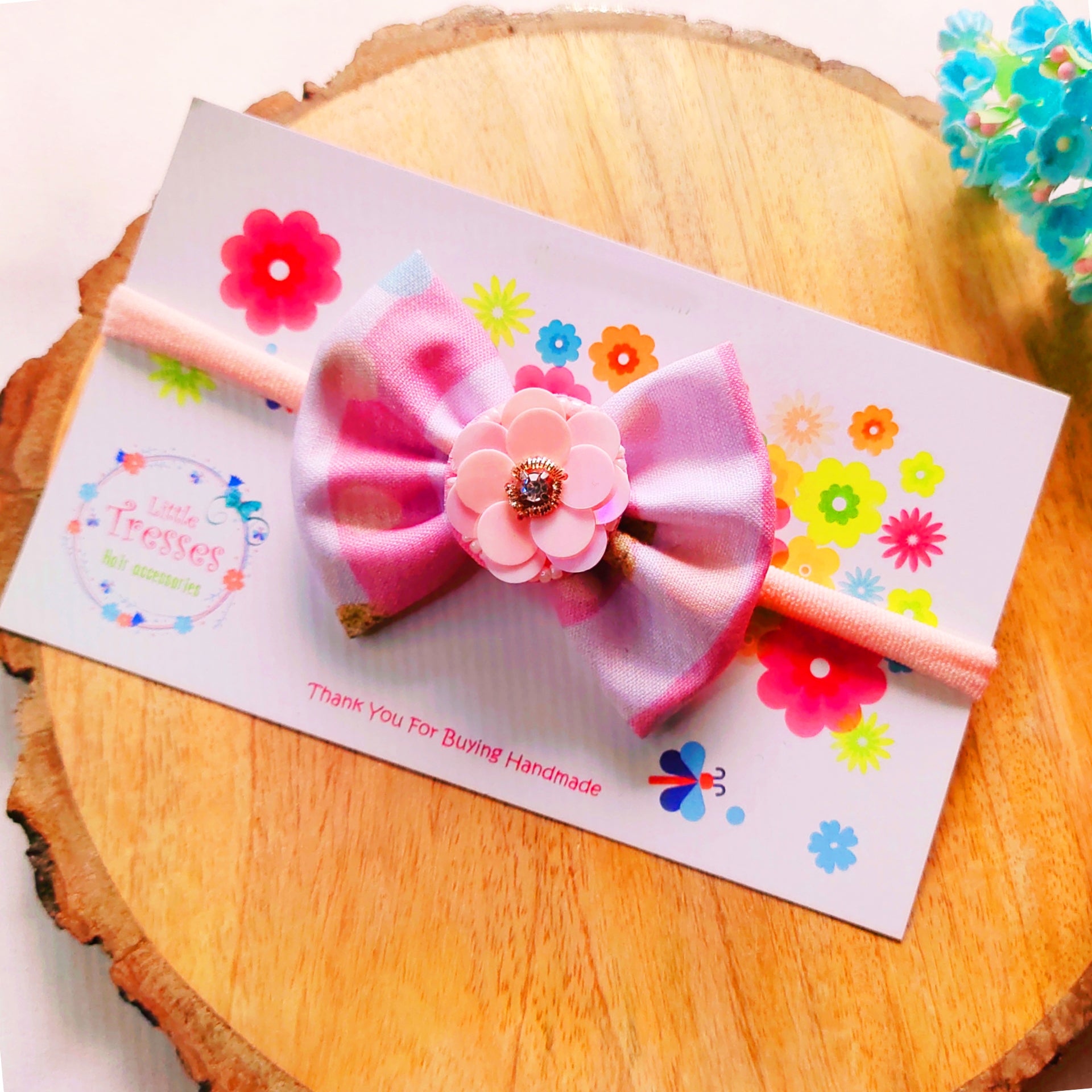 Dual Tone with Flower Headband - Light Pink