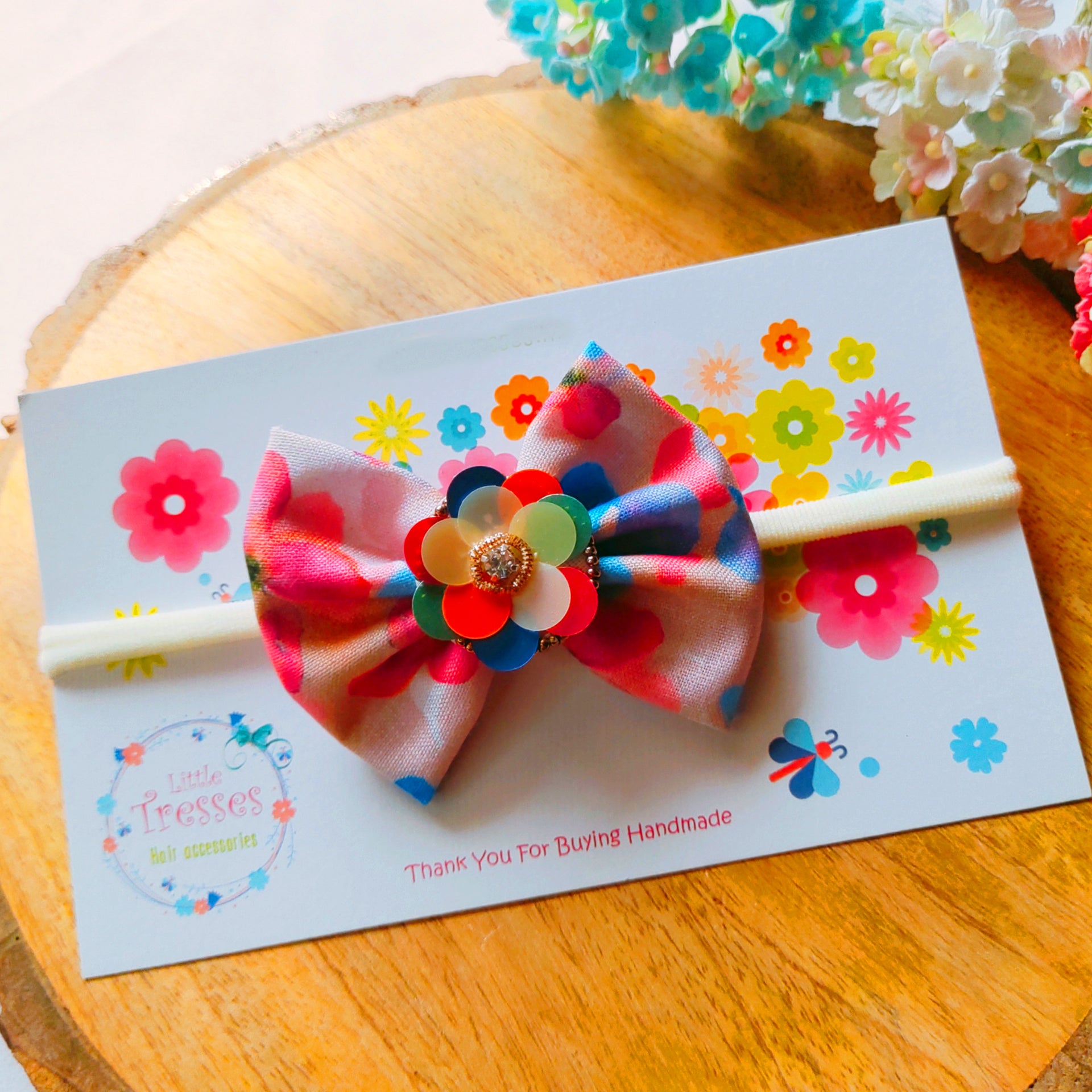 Watercolor with Flower Headband - Multicolor
