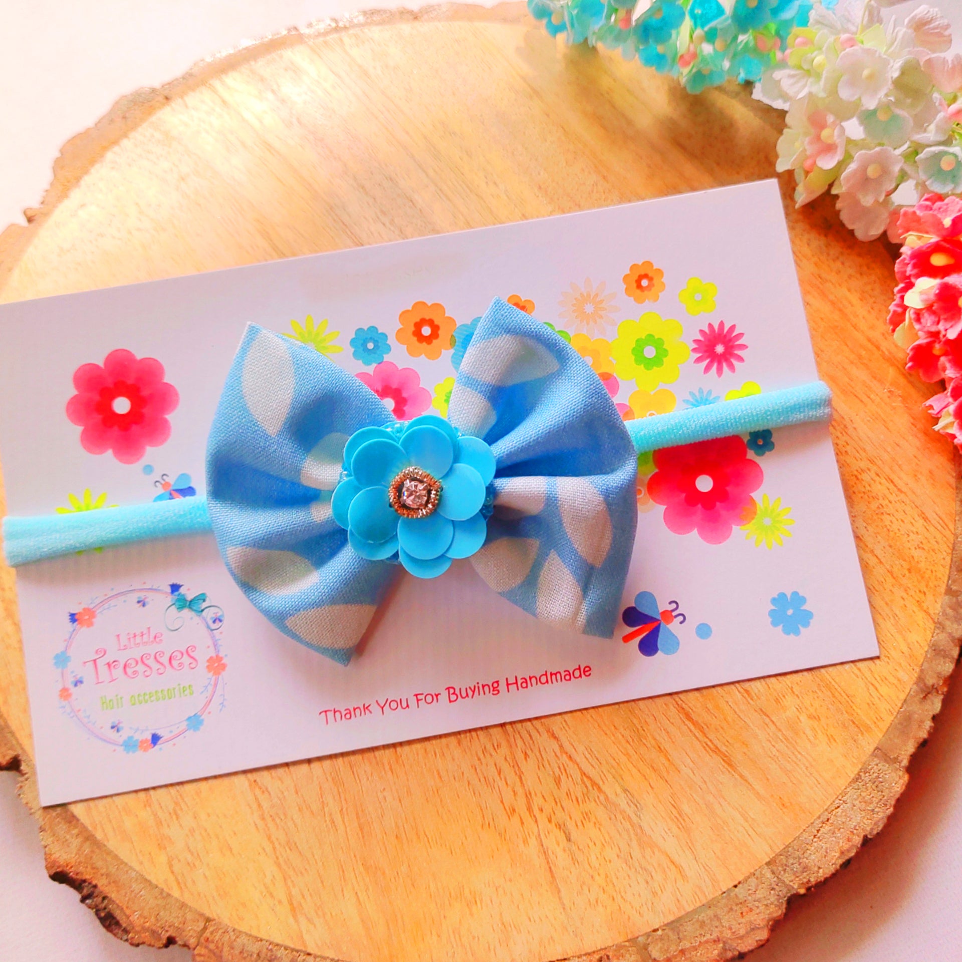 Falling Leaves with Flower Headband - Blue & White