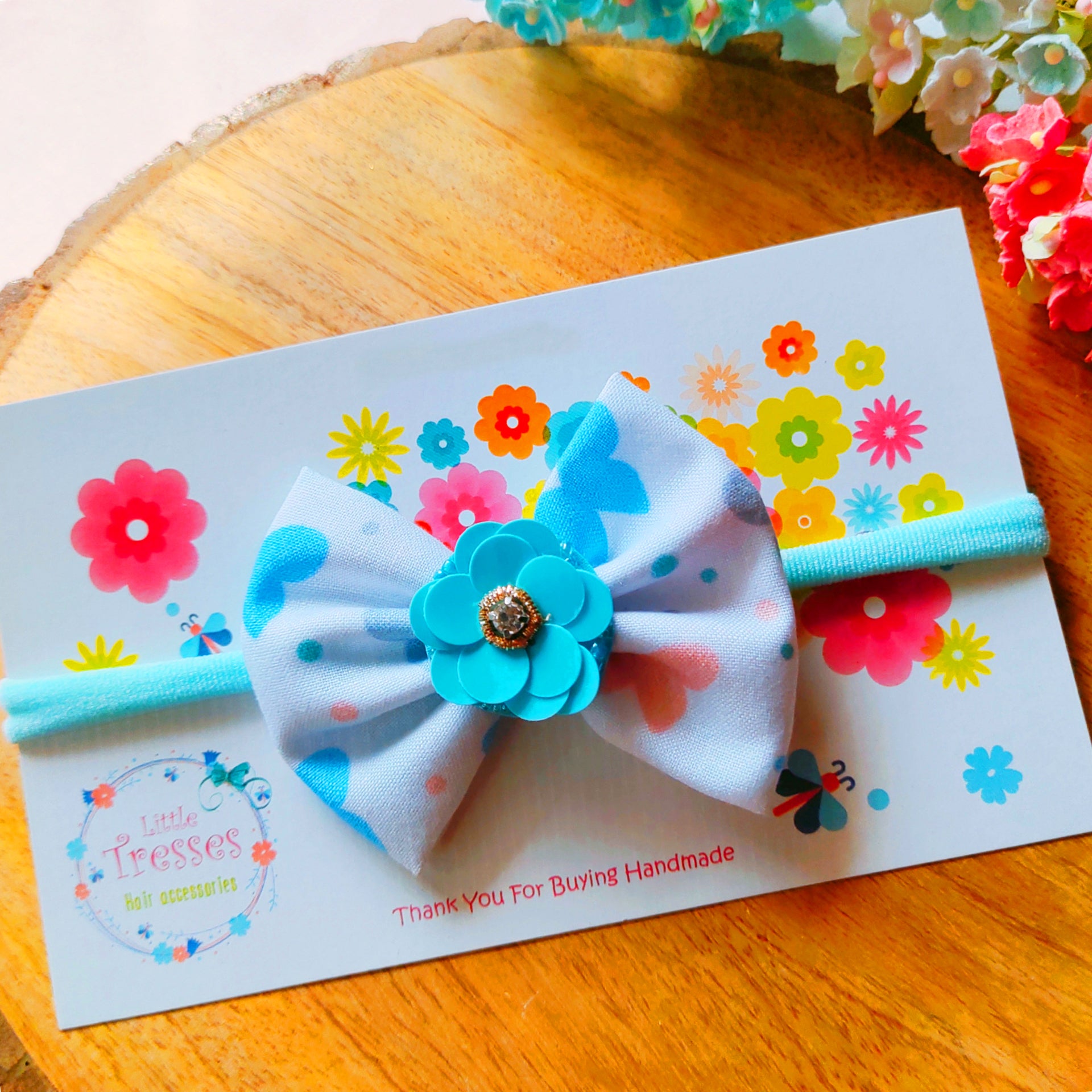 Butterfly with Flower Headband - Blue