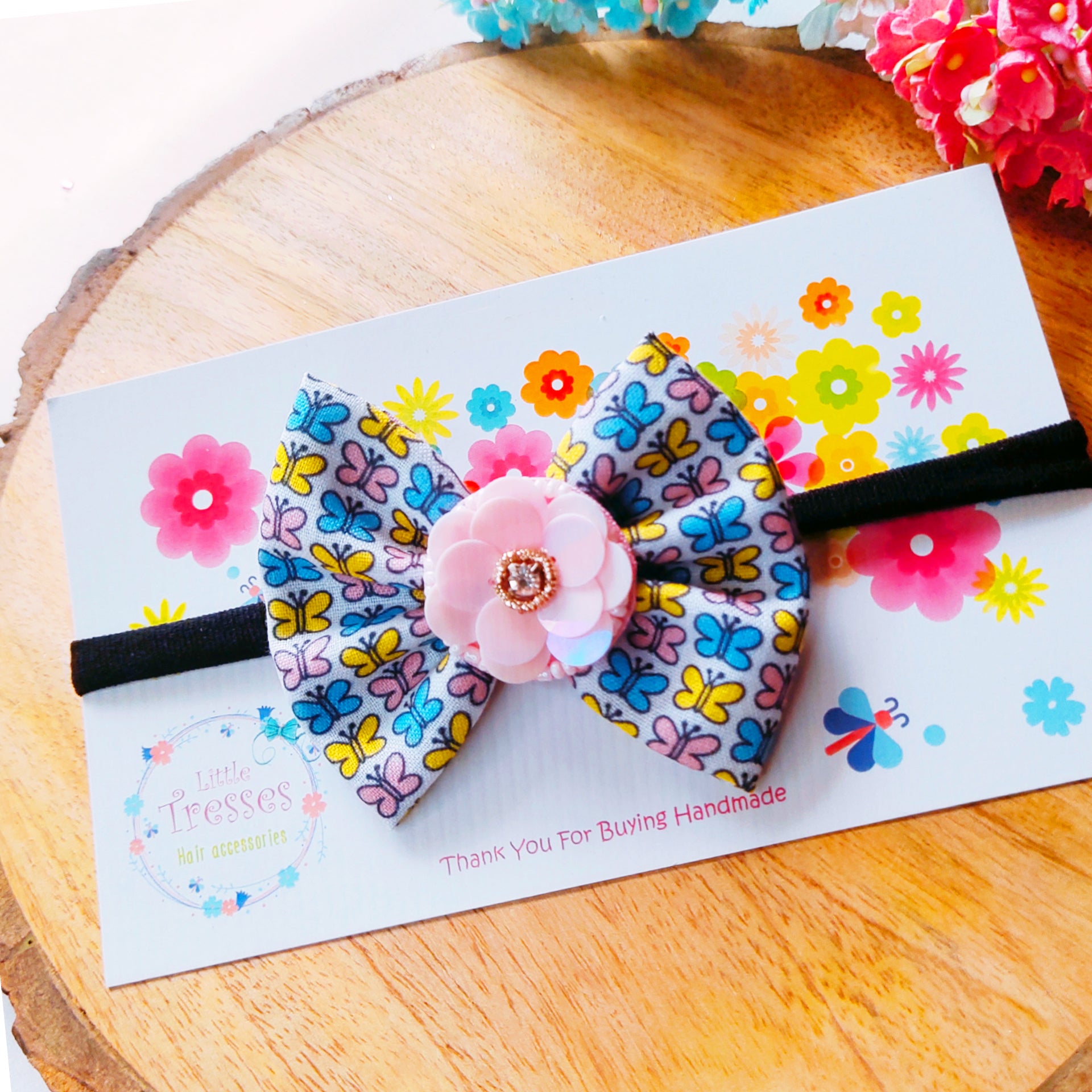 Butterfly with Flower Headband - Multicolor