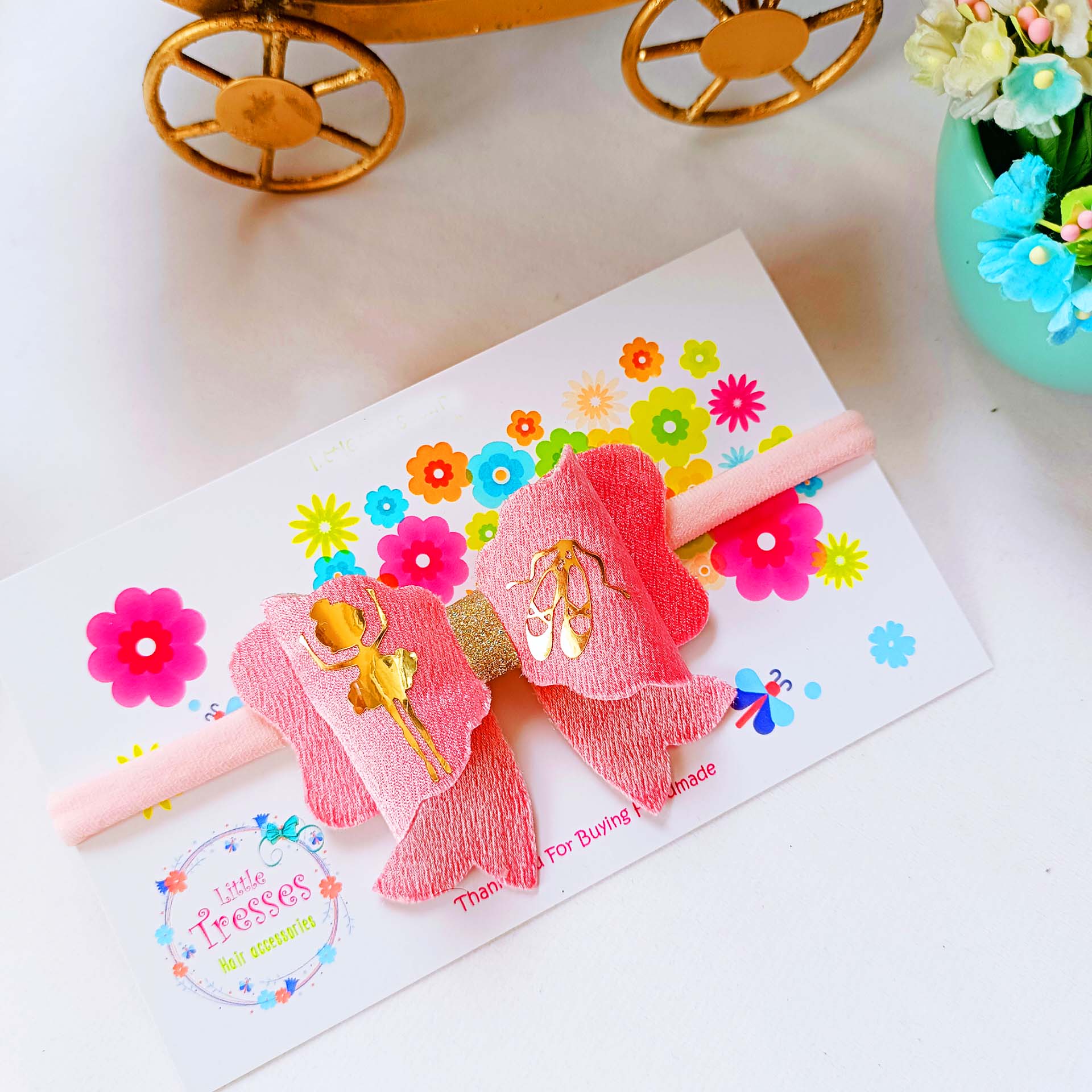 Ballerina Bow Soft Headband - Light Pink
