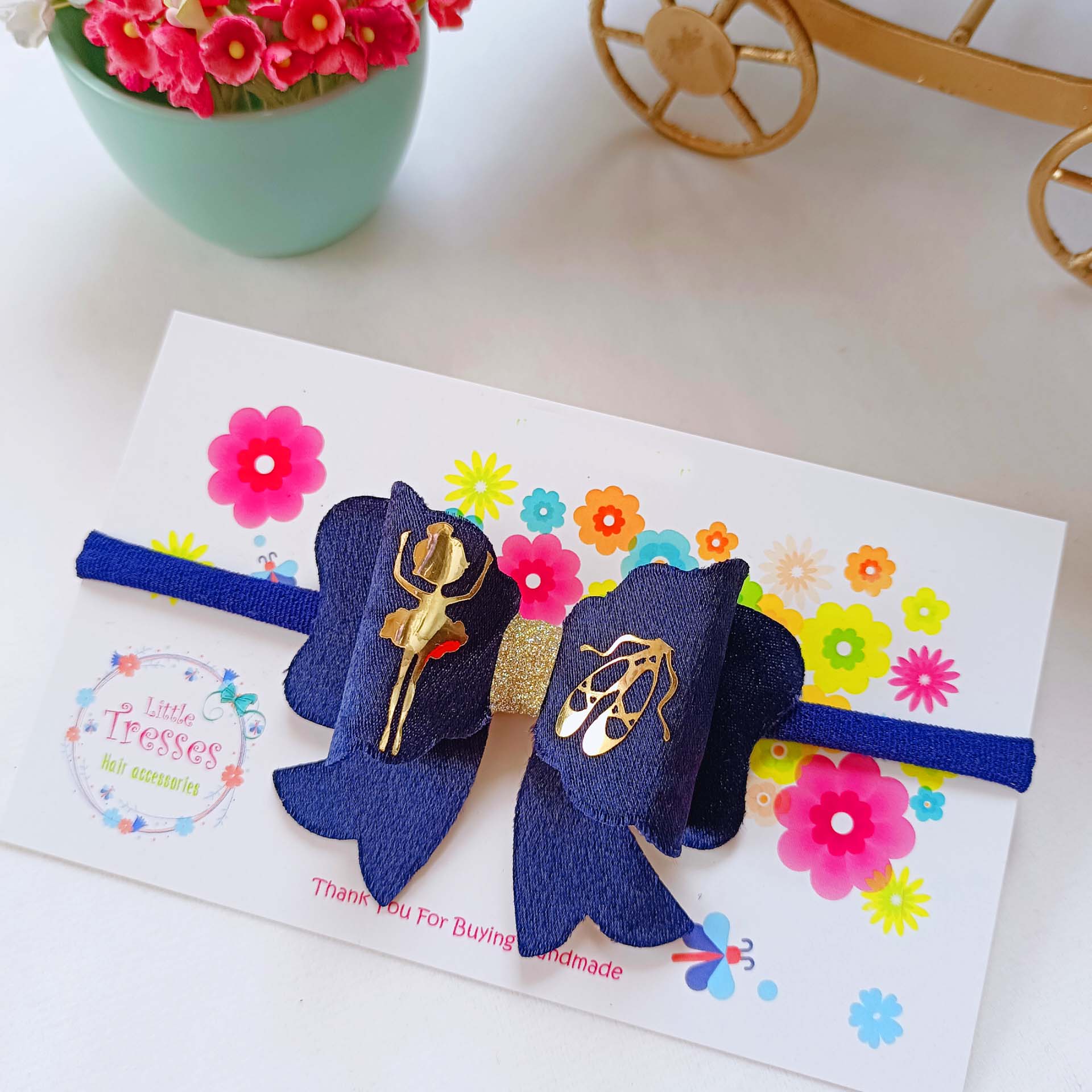 Ballerina Bow Soft Headband - Navy Blue