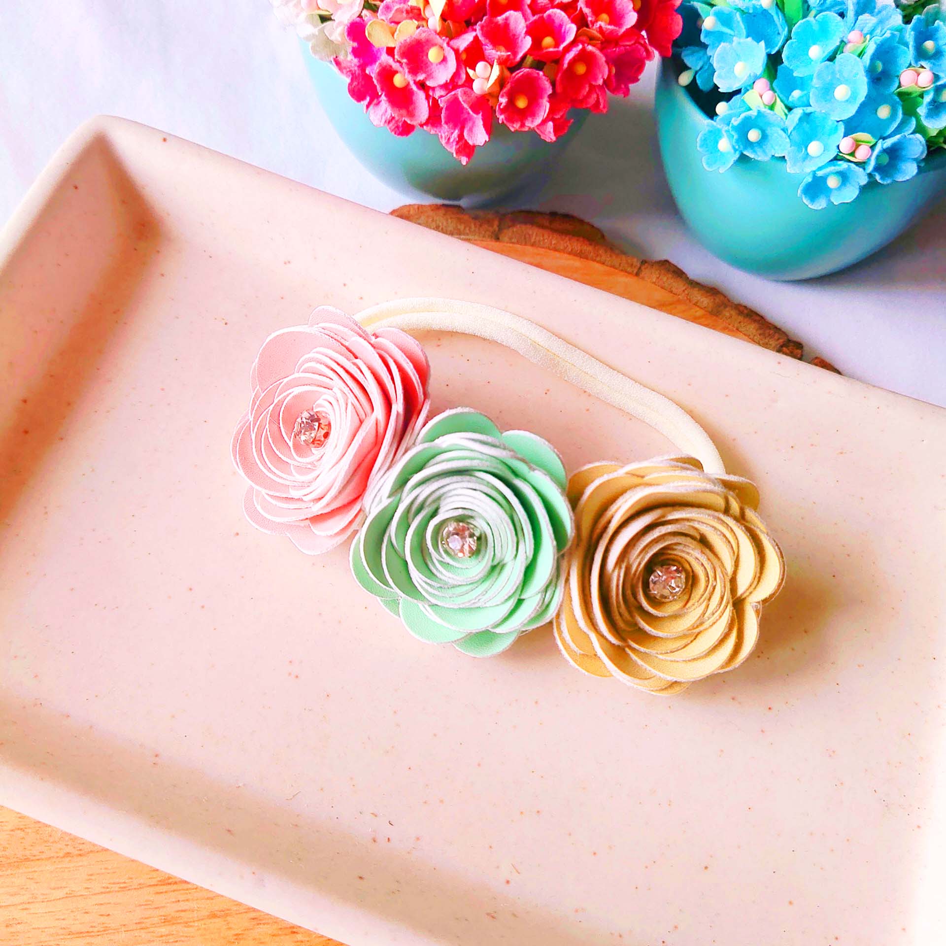 Trio Flower Soft Stretchable Headband - Multicolor 2