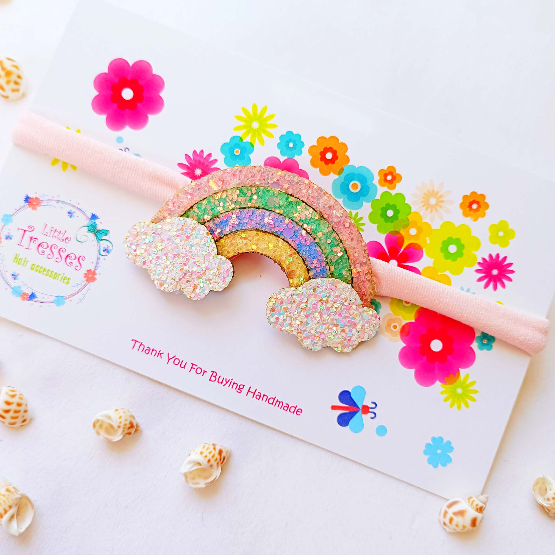 Pastel rainbow soft headband for babies