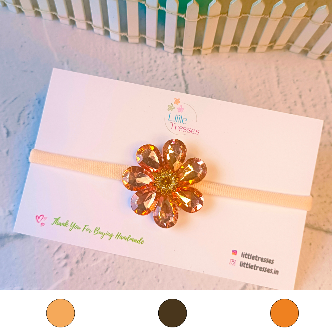 Designer Rhinestone Flower Soft headband - 3 Colors