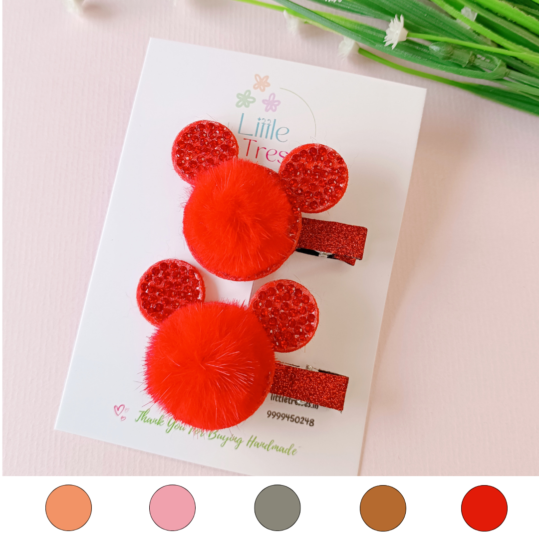 Furr Bunny Ears Alligator Clips Pair - 5 Colors