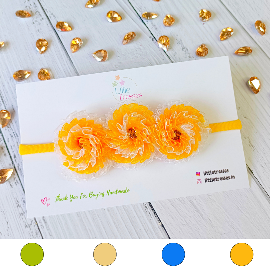 Trio Flower Soft Headband - 4 Colors