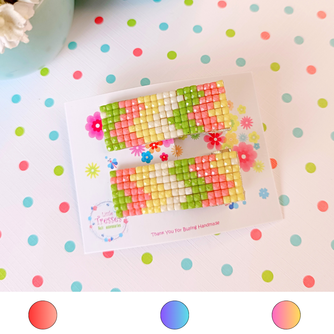 Beaded Zigzag Alligator Clips Pair