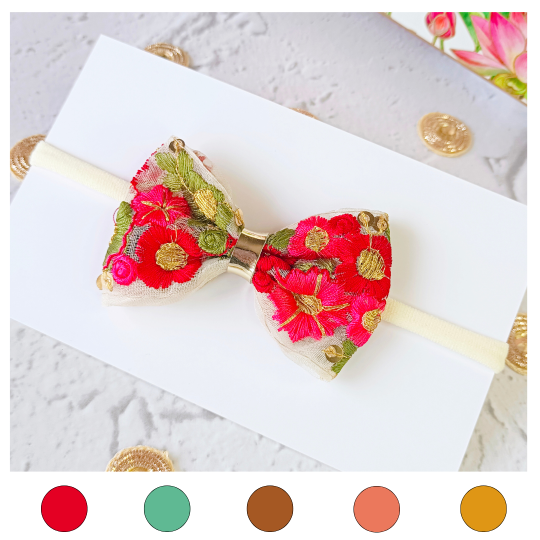 Intricate Flower Embroidery Soft Headband
