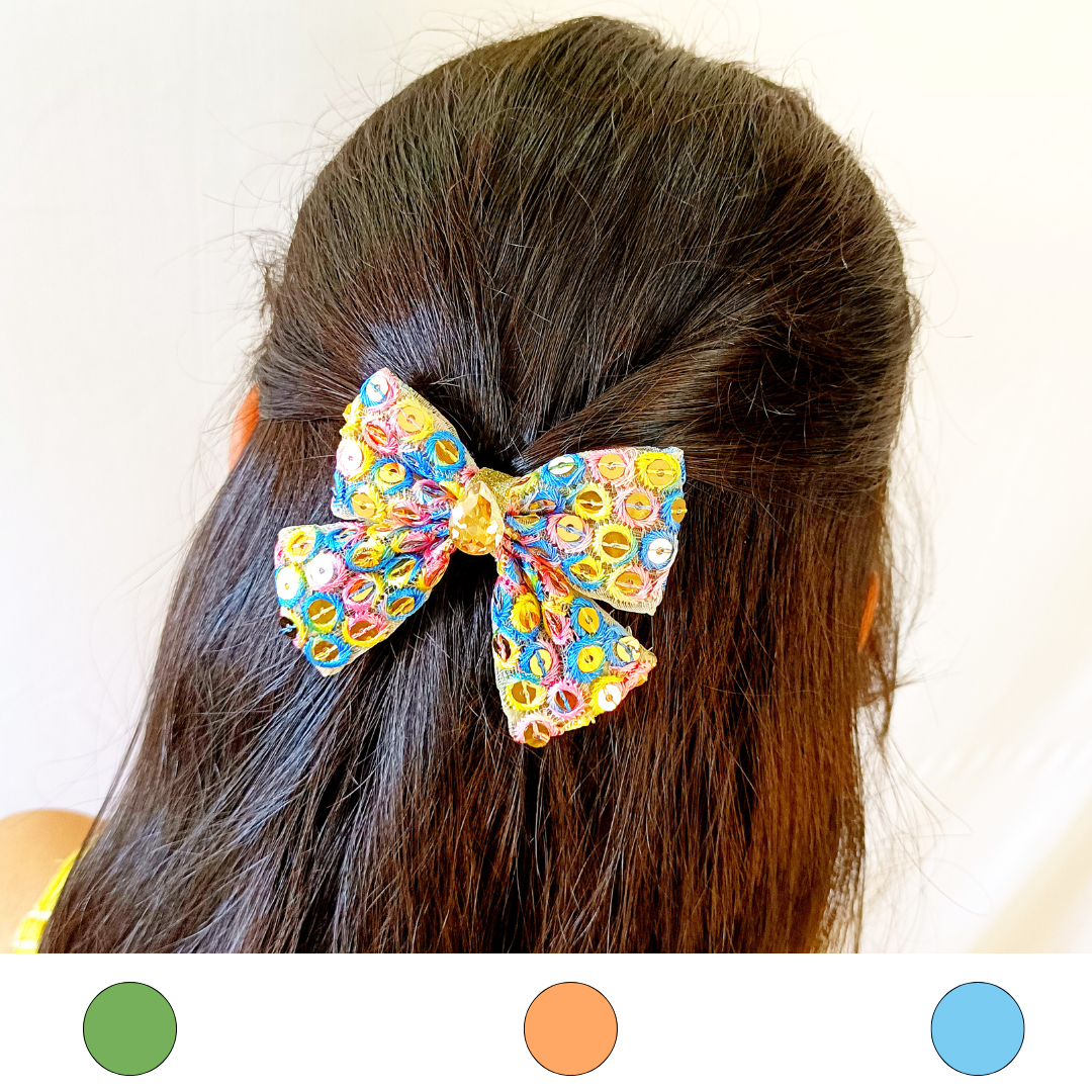 Mirror Work Bow Clip - 3 Colors