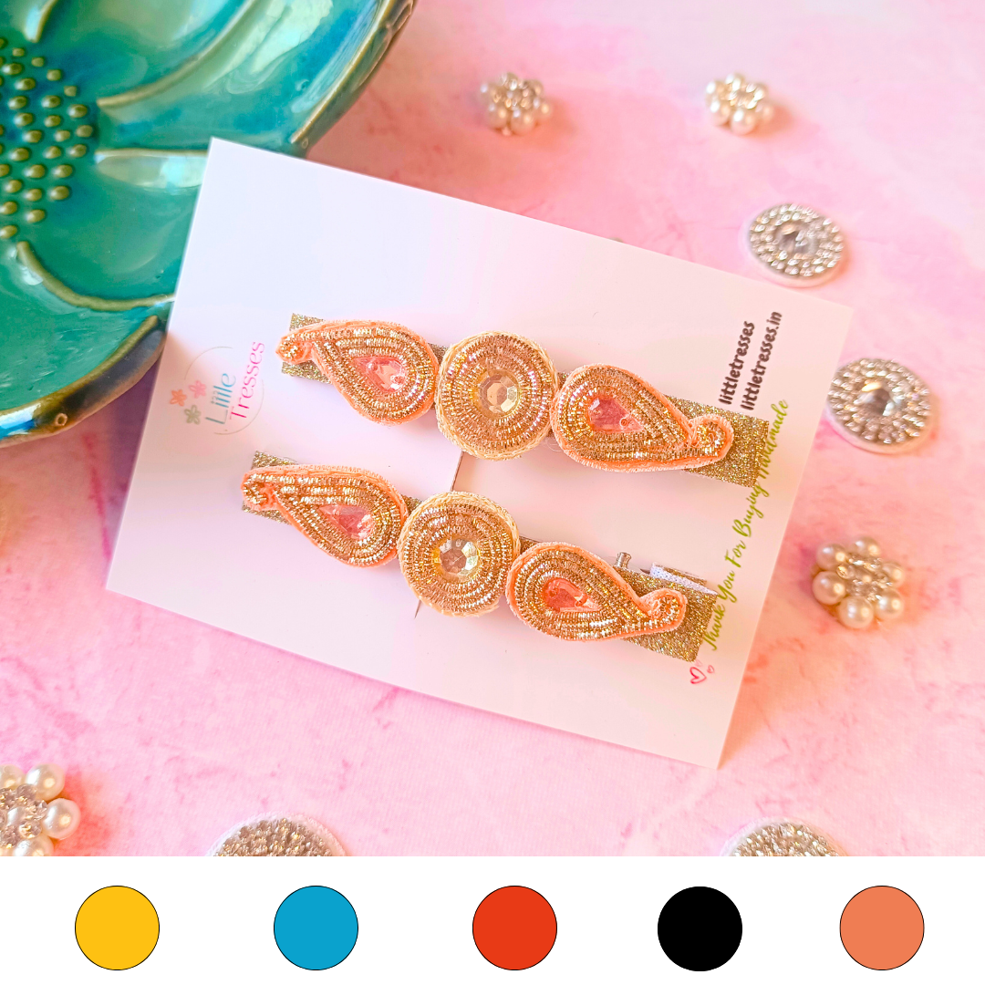 Ethnic Ambi Design Alligator Clip Pair - 5 Colors