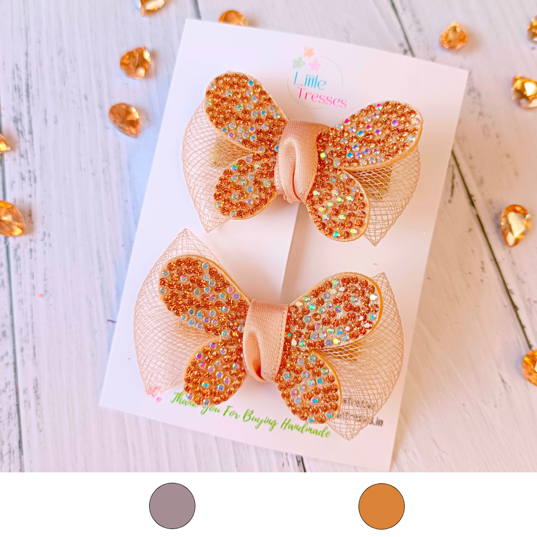 Butterfly Mesh Alligator Clip Pair - 2 Colors