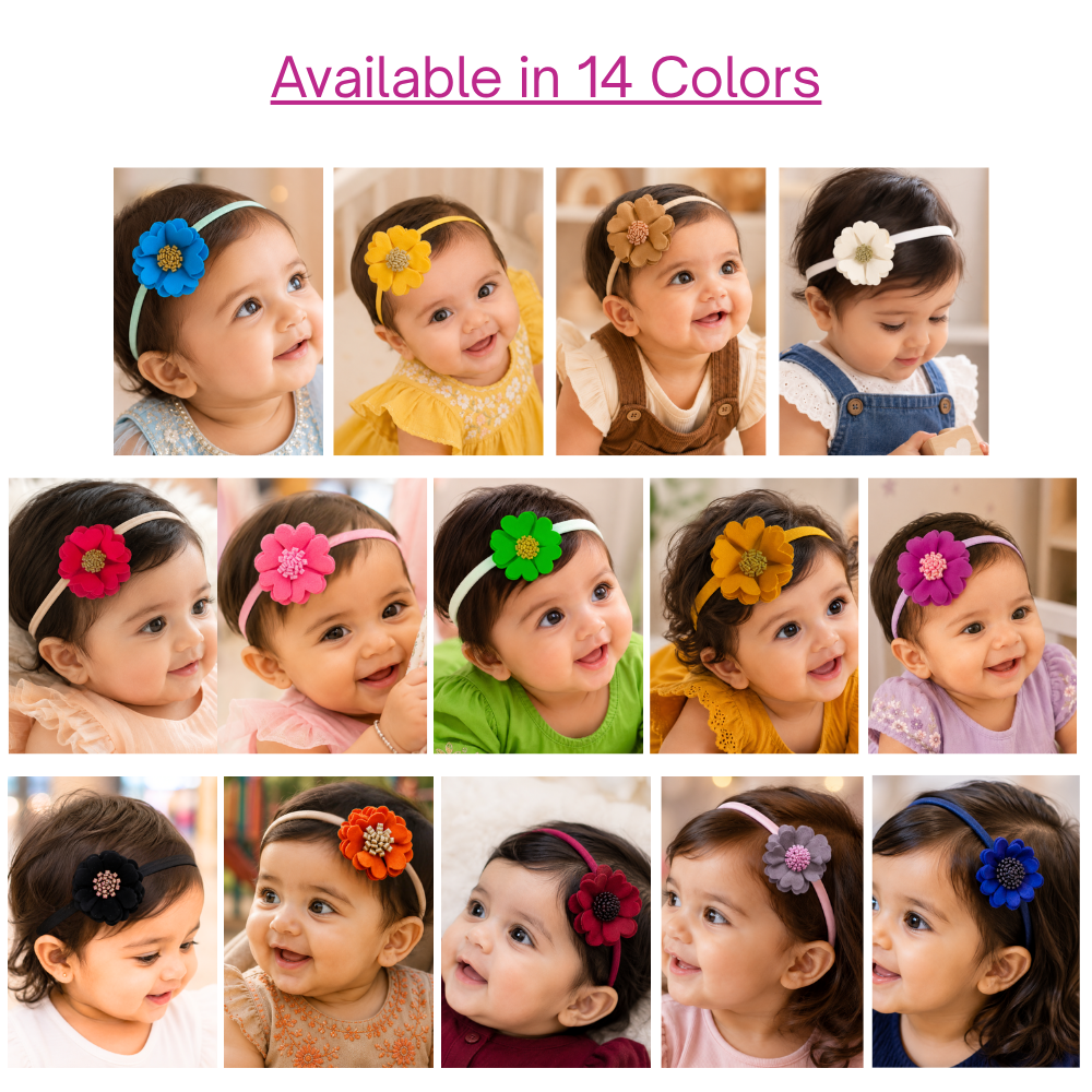 Scalloped Flower Soft Headband – Parrot Green