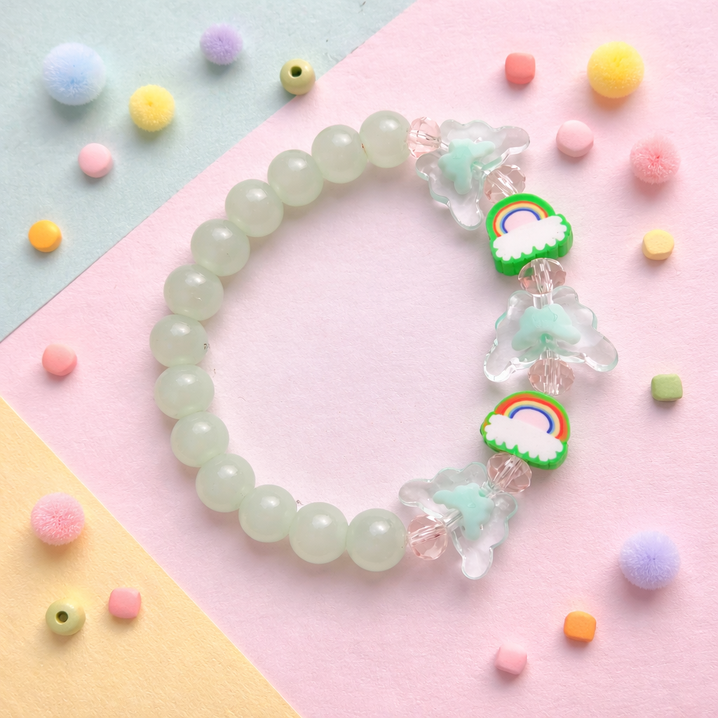 Mint Rainbow & Butterfly Bracelet