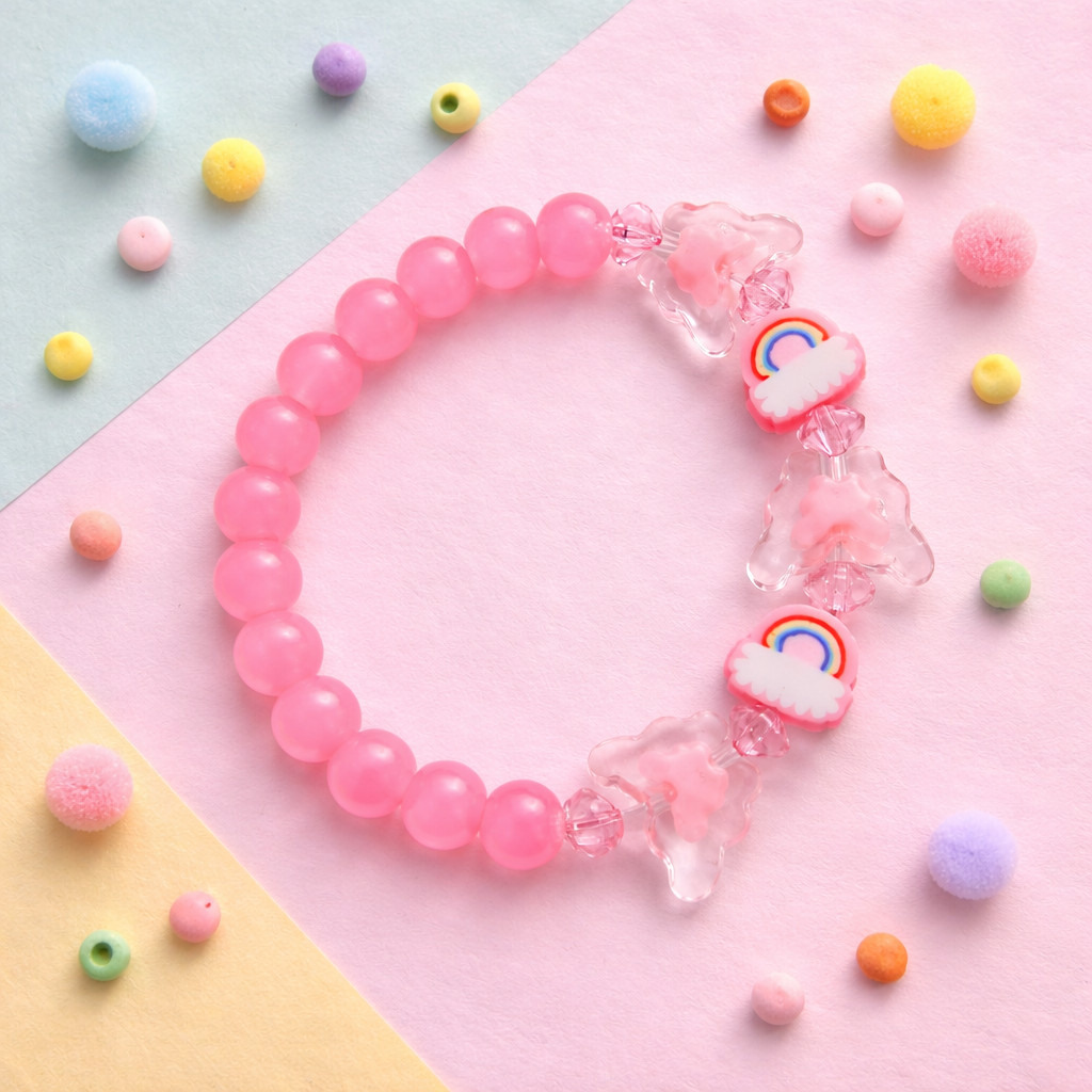 Baby Pink Rainbow & Butterfly Bracelet