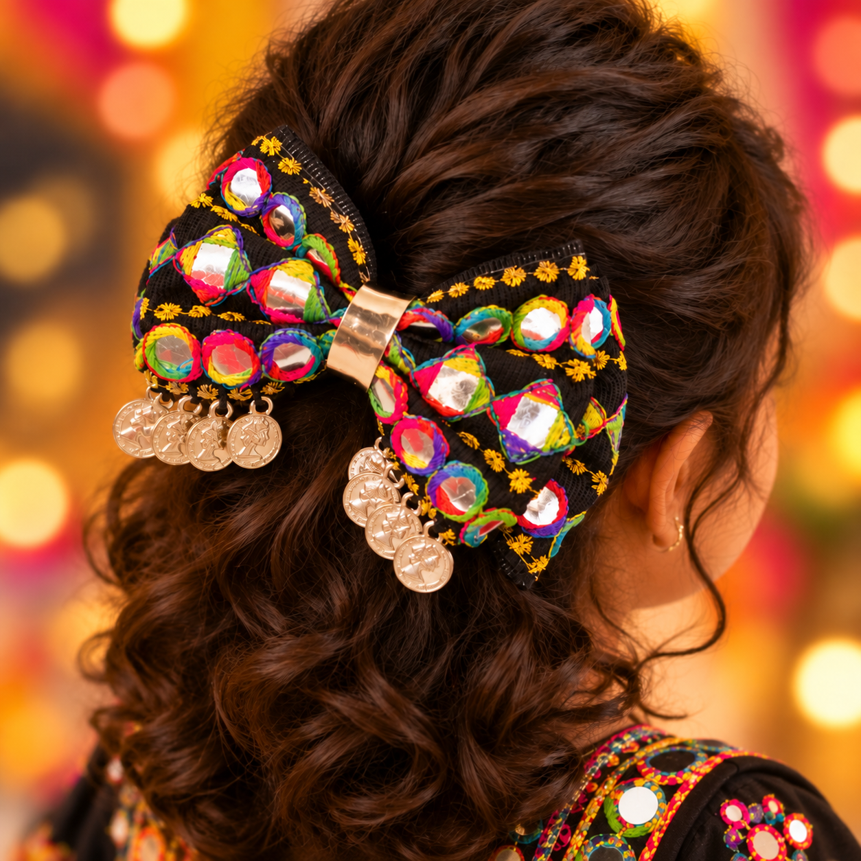 RaatRani Navratri Bow with Sikka Alligator Clip