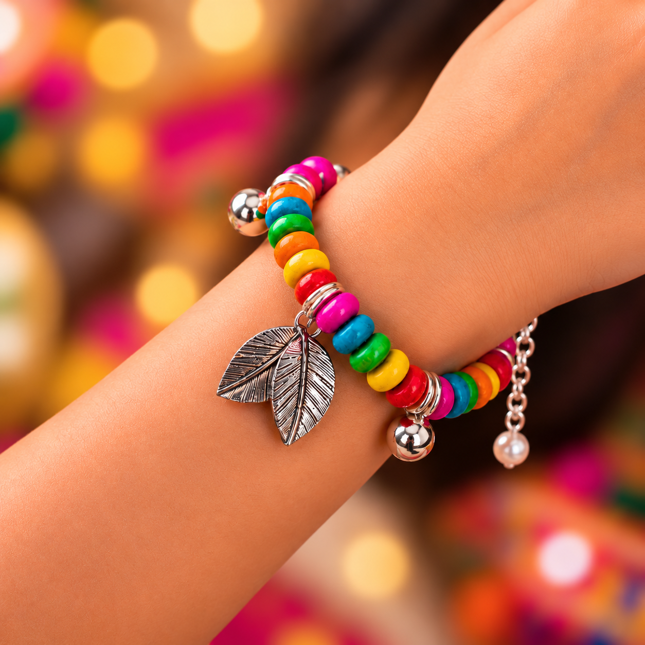 Navratri Antique Leaves & Ghunghroo Bracelet