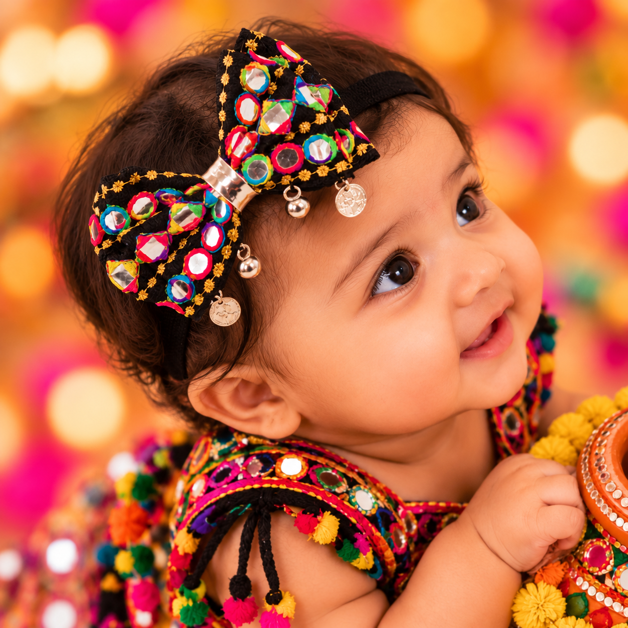 RaatRani Navratri Soft Headband with Sikka & Ghungroo
