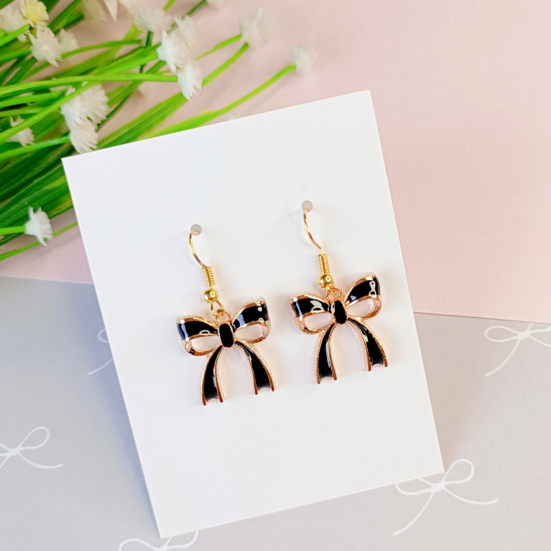 Black Big Bow Earrings