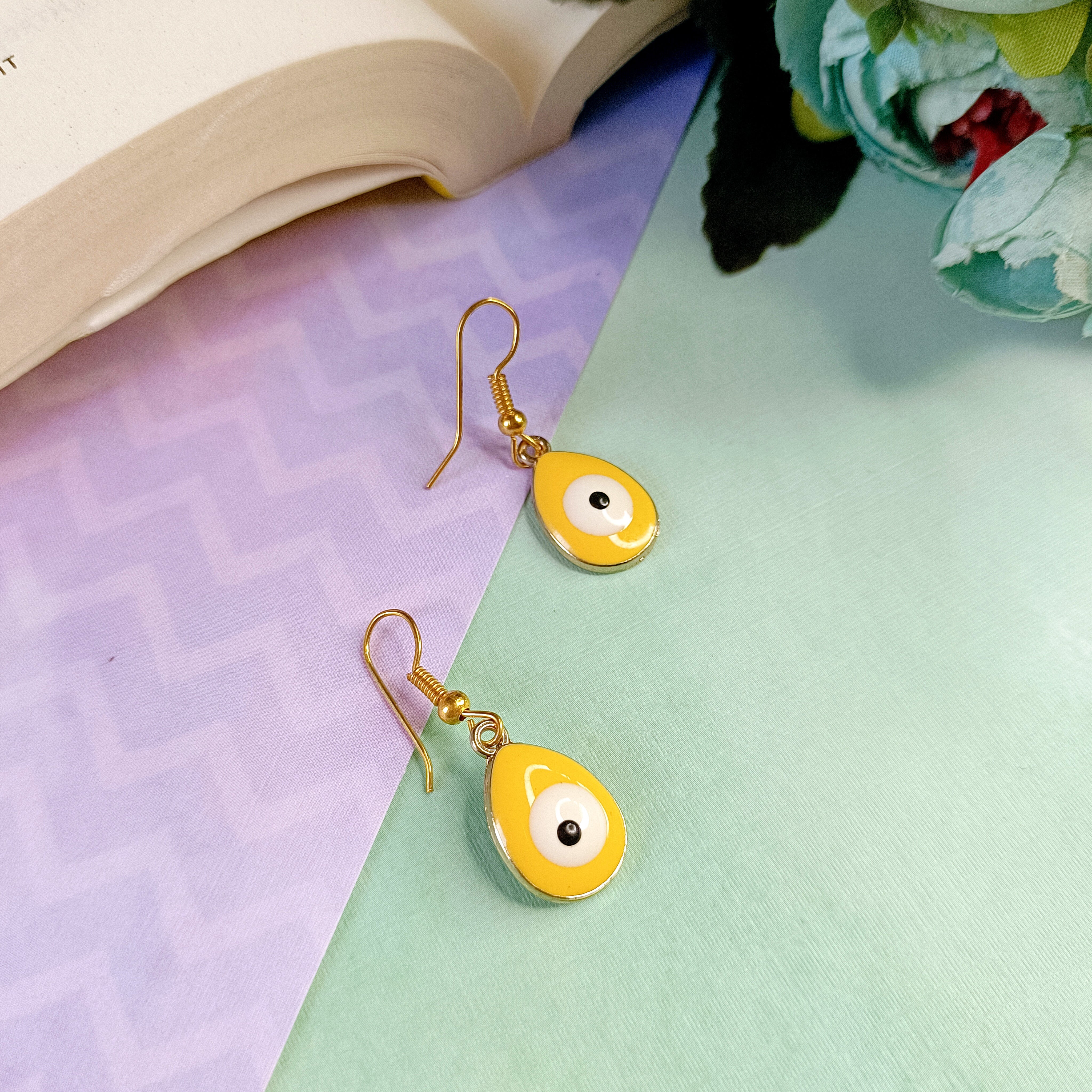 Evil Eye Earrings - Yellow