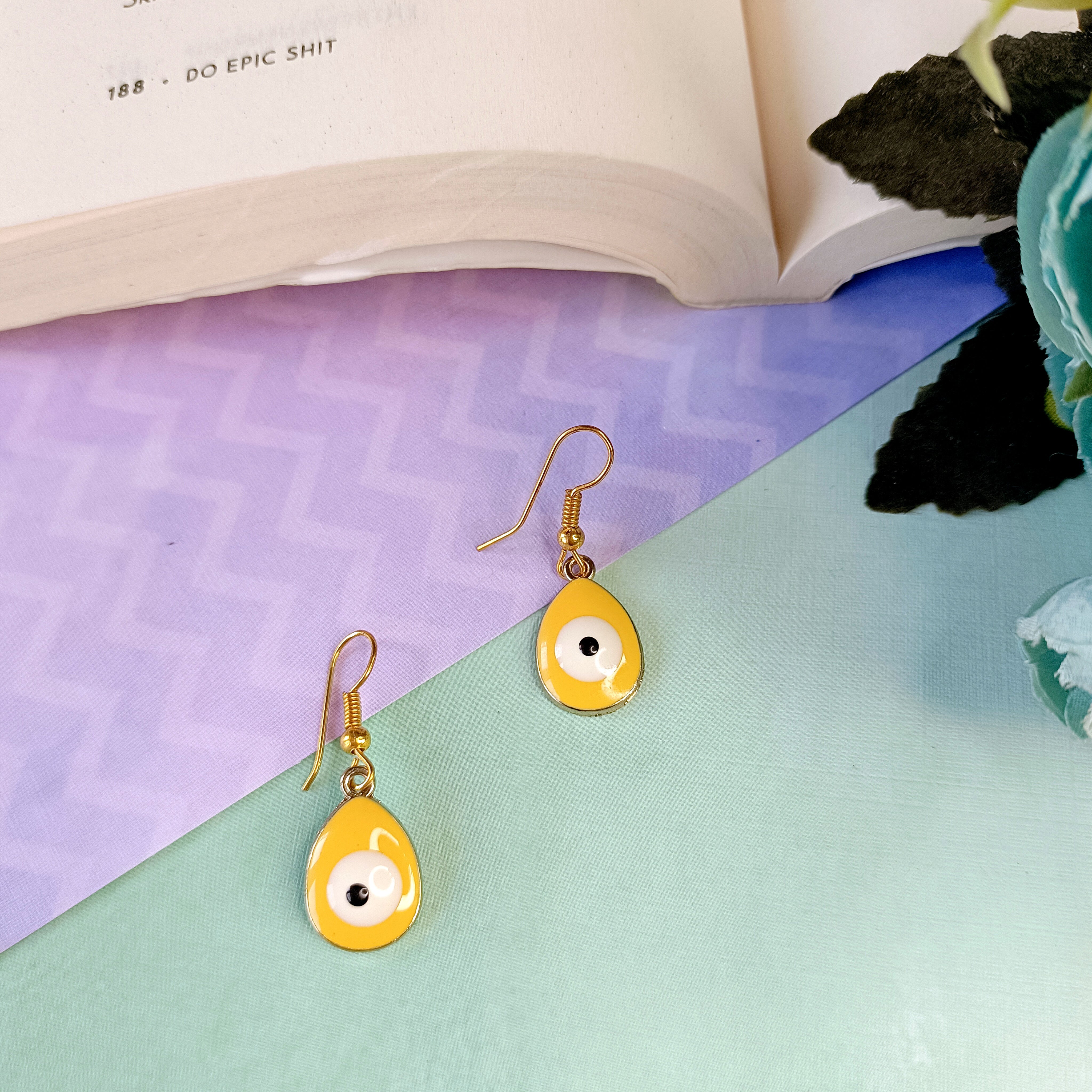 Evil Eye Earrings - Yellow