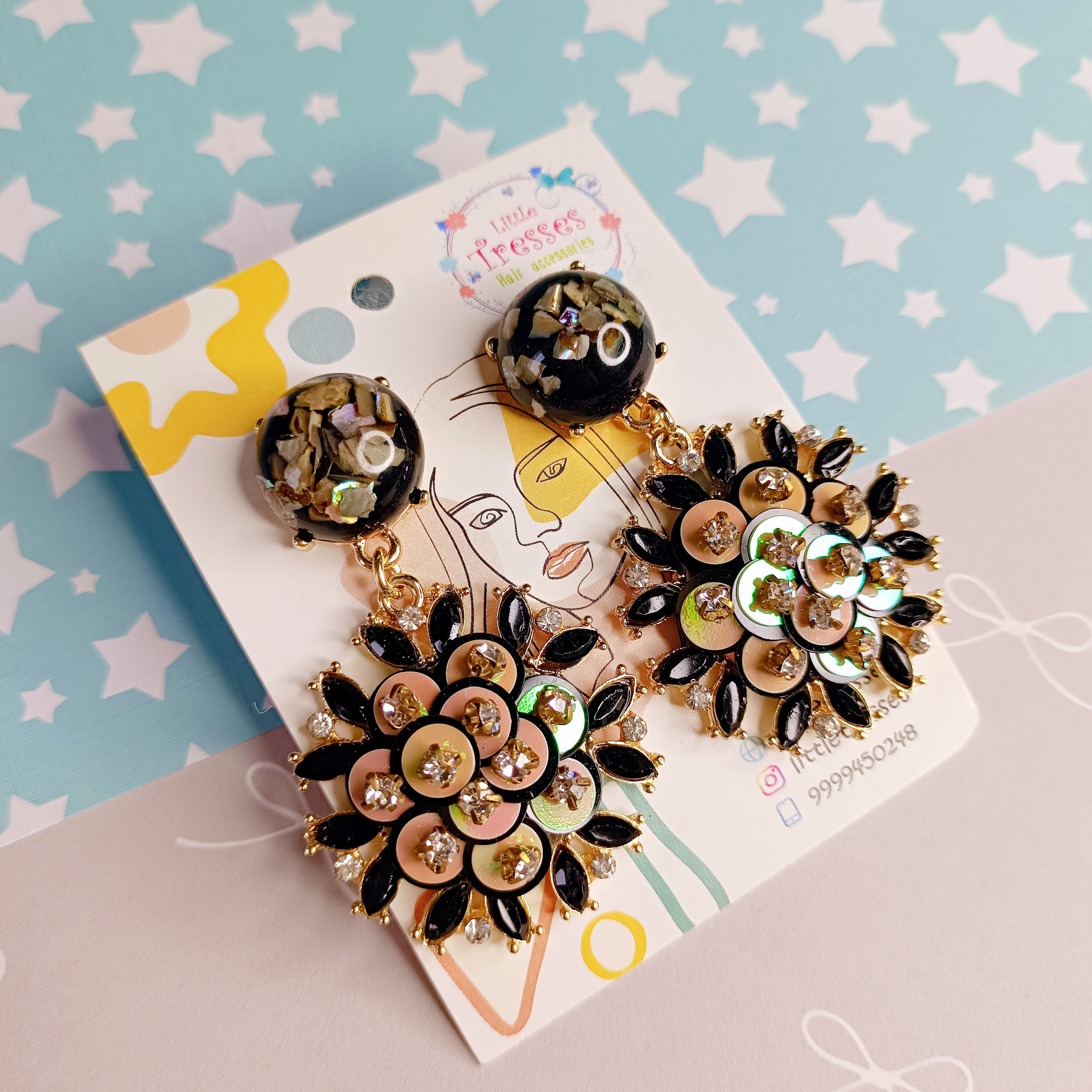 Black Shooting Star Earring