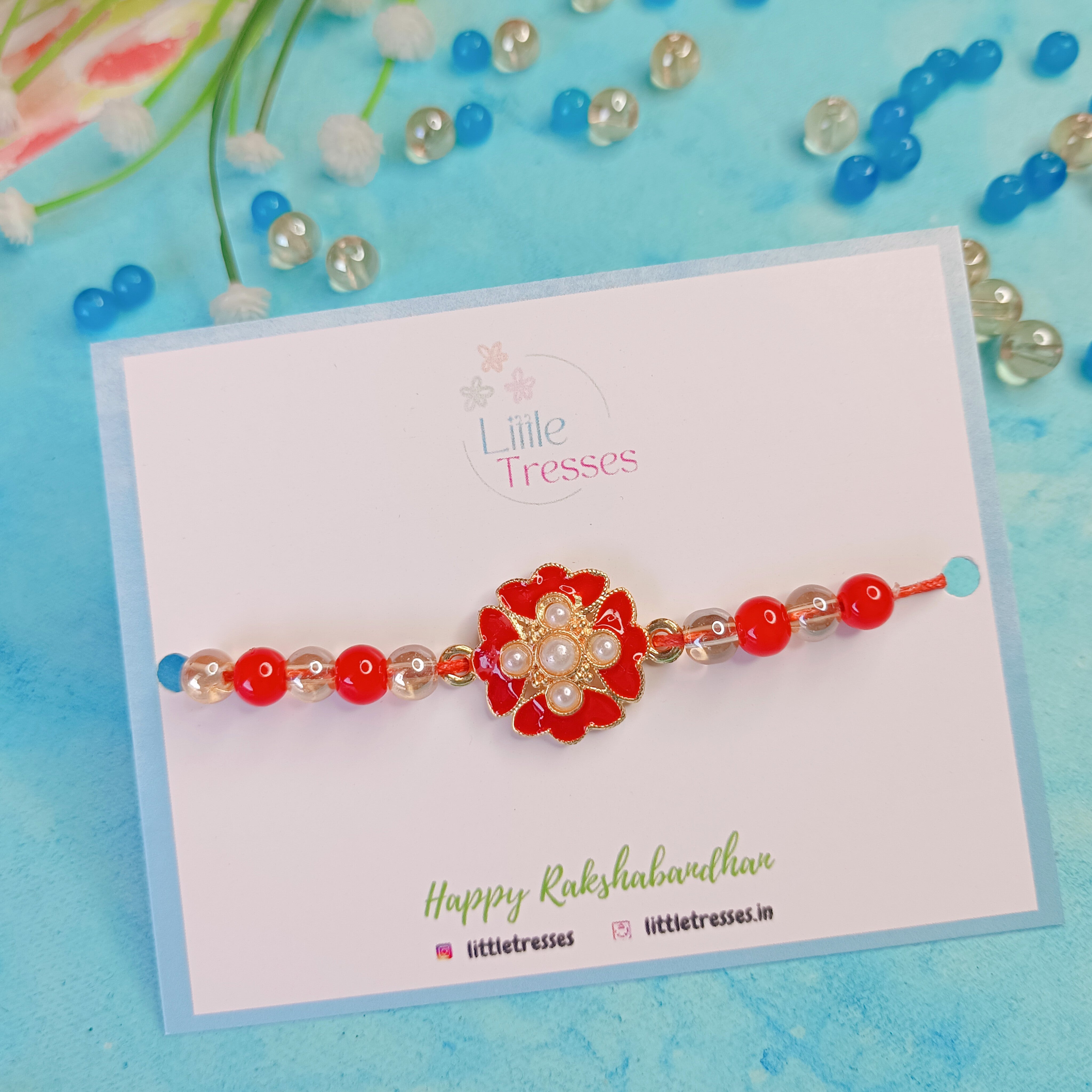 Red Designer Flower Rakhi