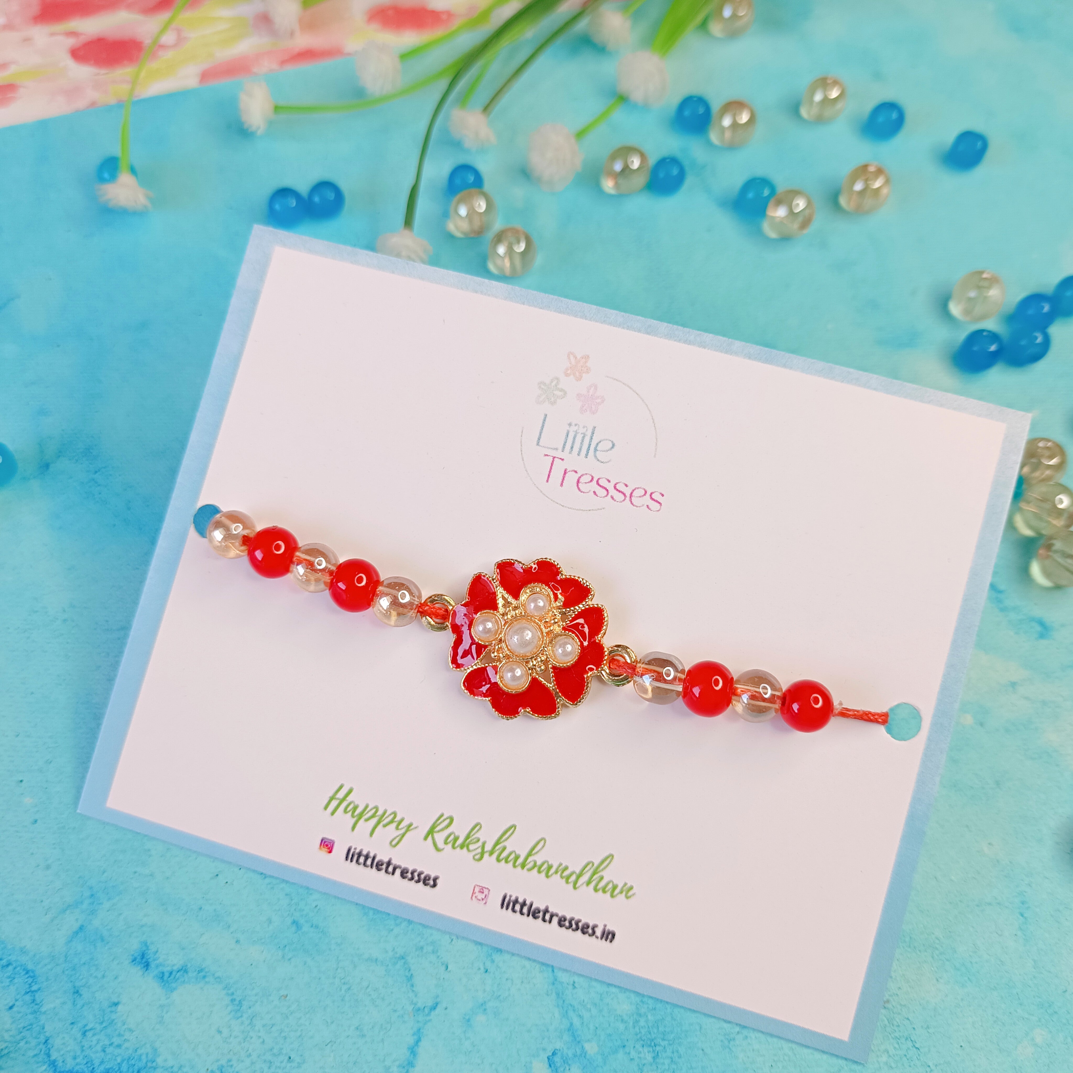 Red Designer Flower Rakhi