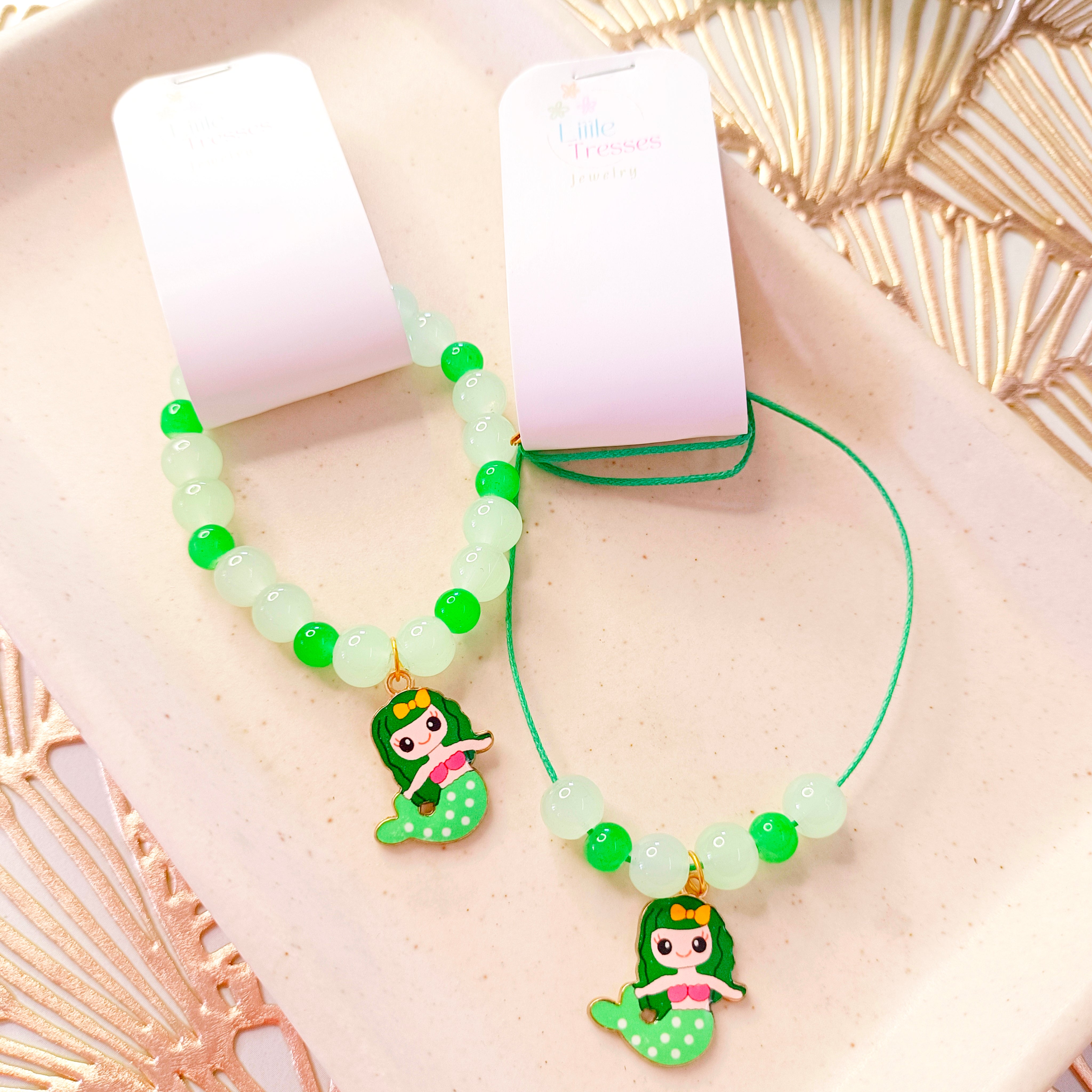 Mermaid Bracelet & Pendant Set - Green