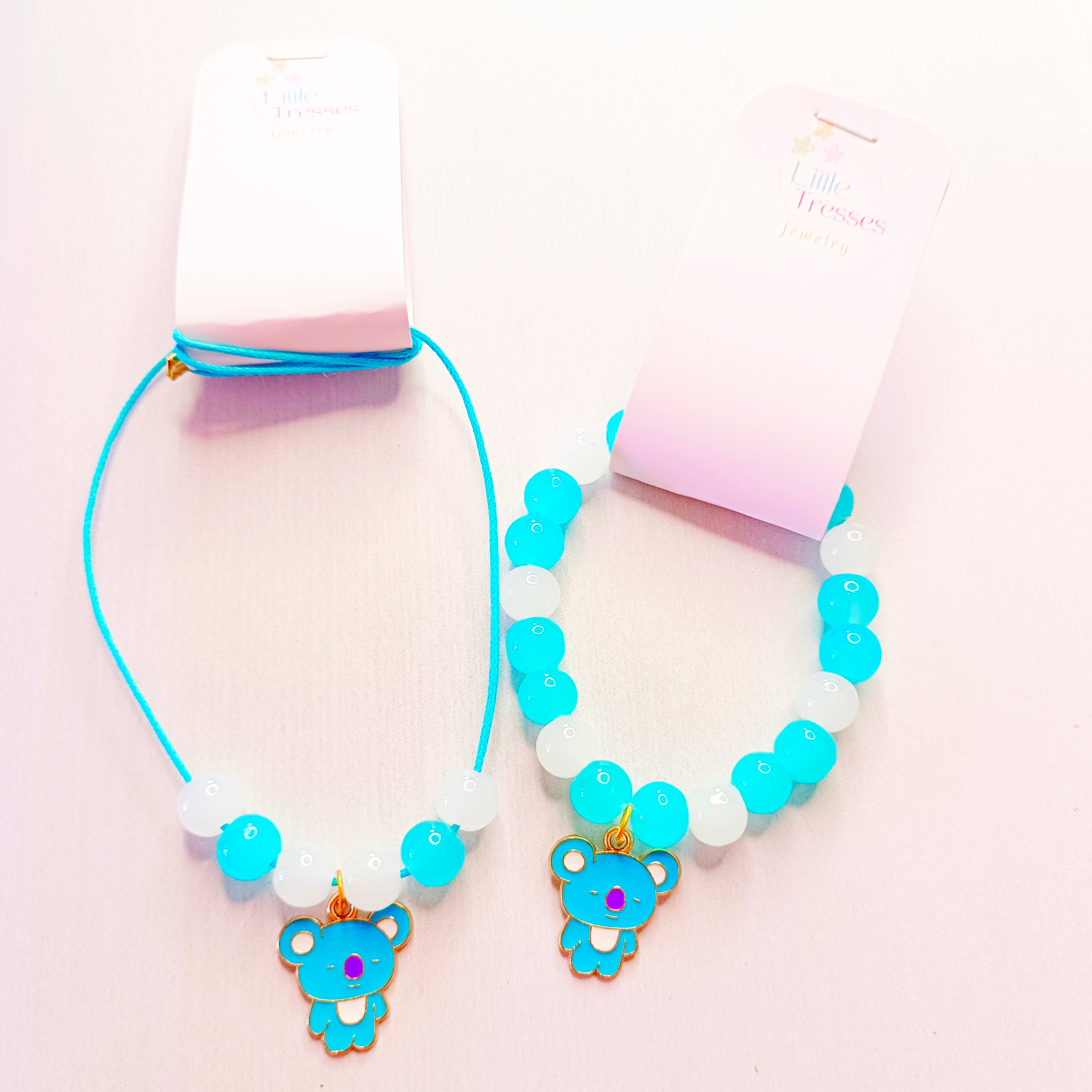 Little Bear Bracelet & Pendant Set - Blue