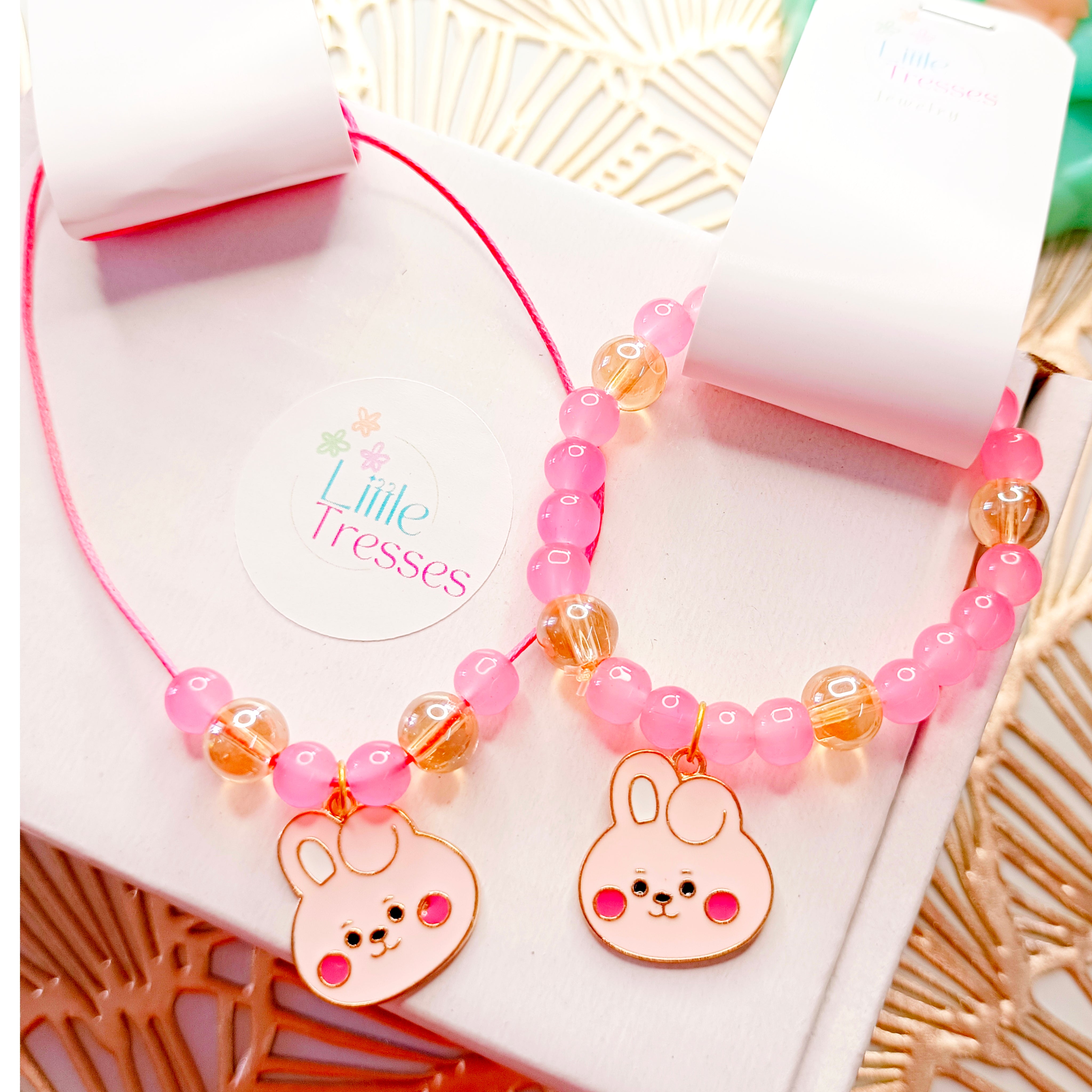 Little Bunny Bracelet & Pendant Set - Pink