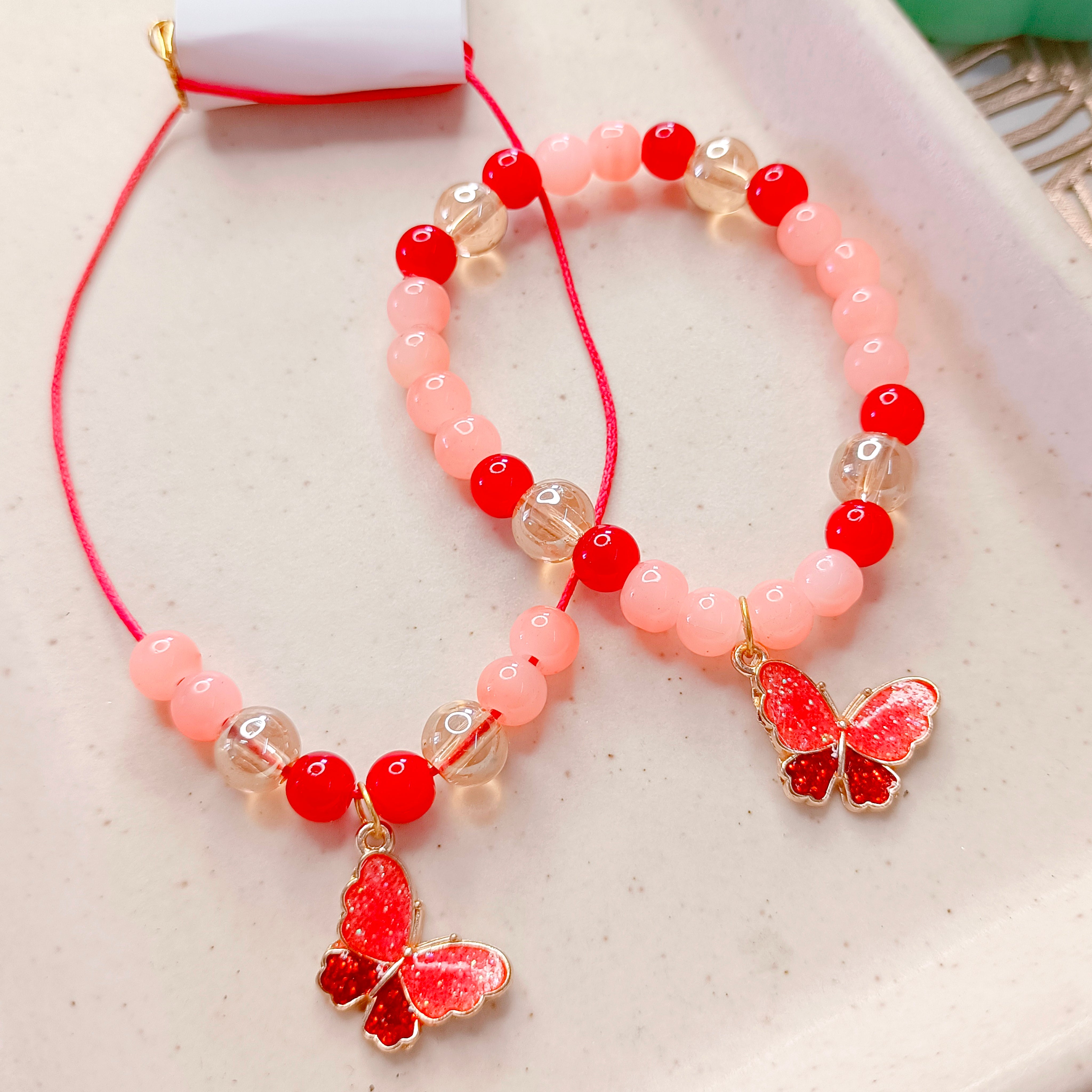 Butterfly Bracelet & Pendant Set - Peach