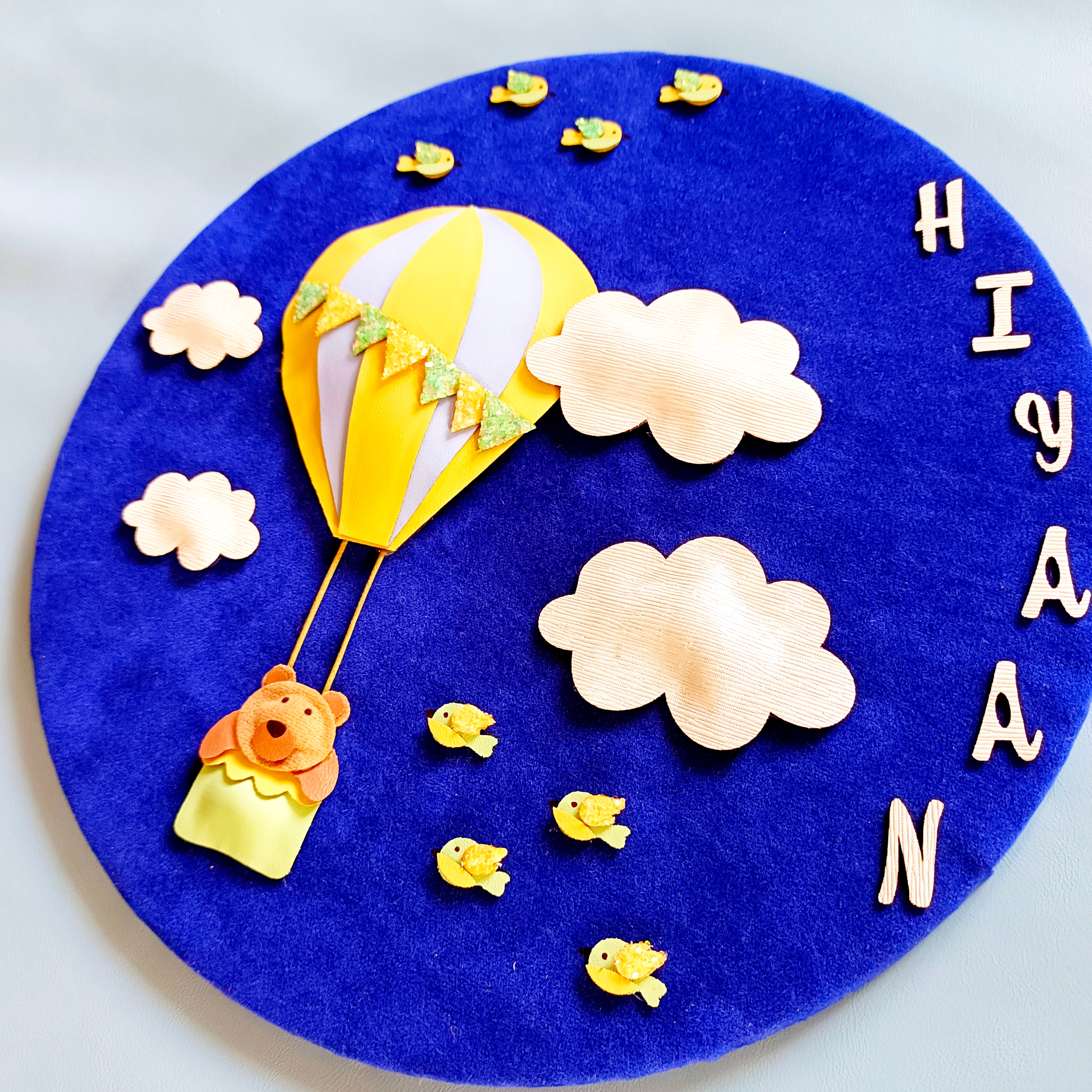 #HotAirBalloonBanner #CustomKidsDecor #WhimsicalKidsDecor #BearInBasket #HandmadeWithLove #PersonalizedKidDecor #AdventureAwaits #KidsRoomDecor #BirdsAndClouds #UniqueBirthdayDecor #HotAirBalloonTheme
