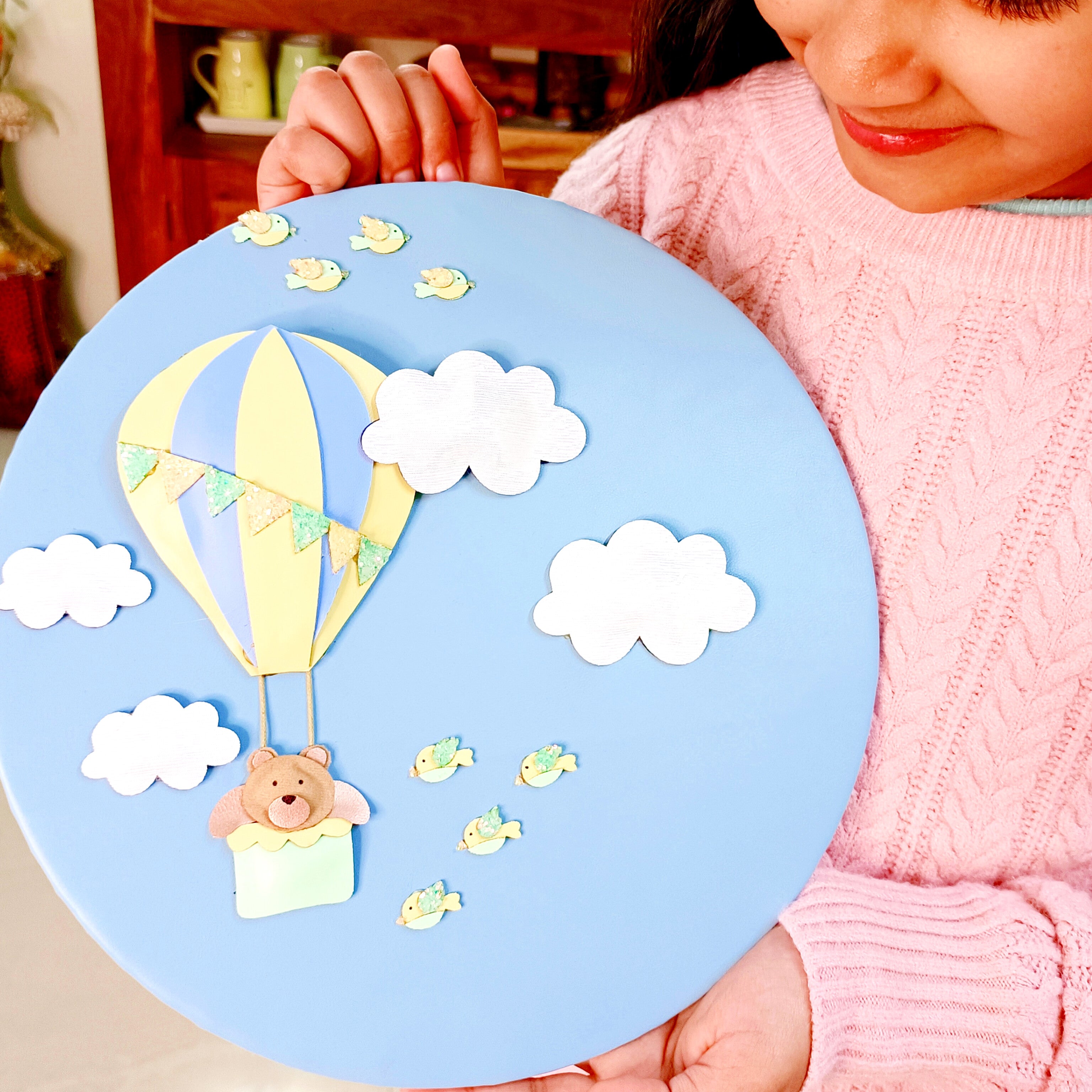 #HotAirBalloonBanner #CustomKidsDecor #WhimsicalKidsDecor #BearInBasket #HandmadeWithLove #PersonalizedKidDecor #AdventureAwaits #KidsRoomDecor #BirdsAndClouds #UniqueBirthdayDecor #HotAirBalloonTheme