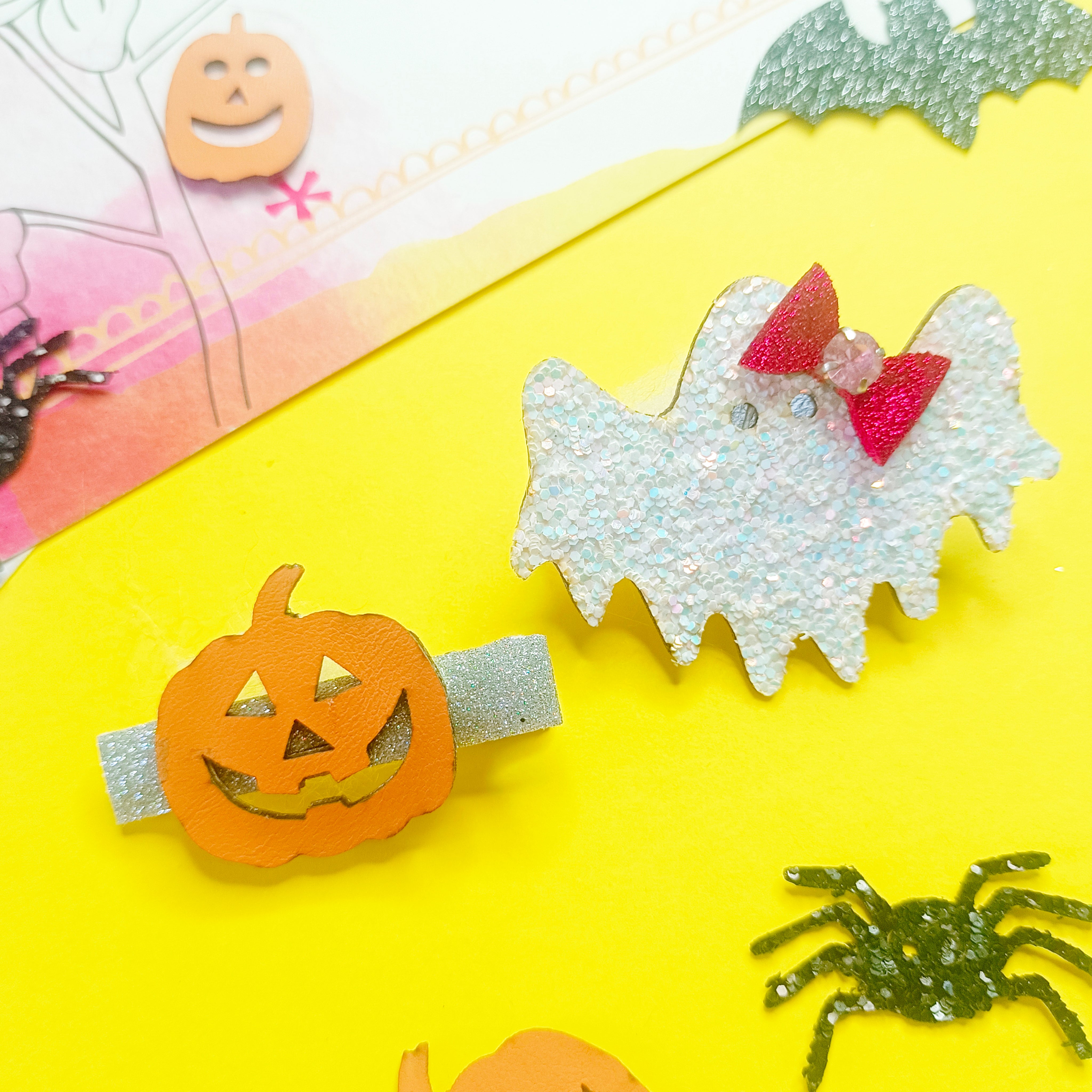 Combo of Pumpkin & Ghost Alligator Clip