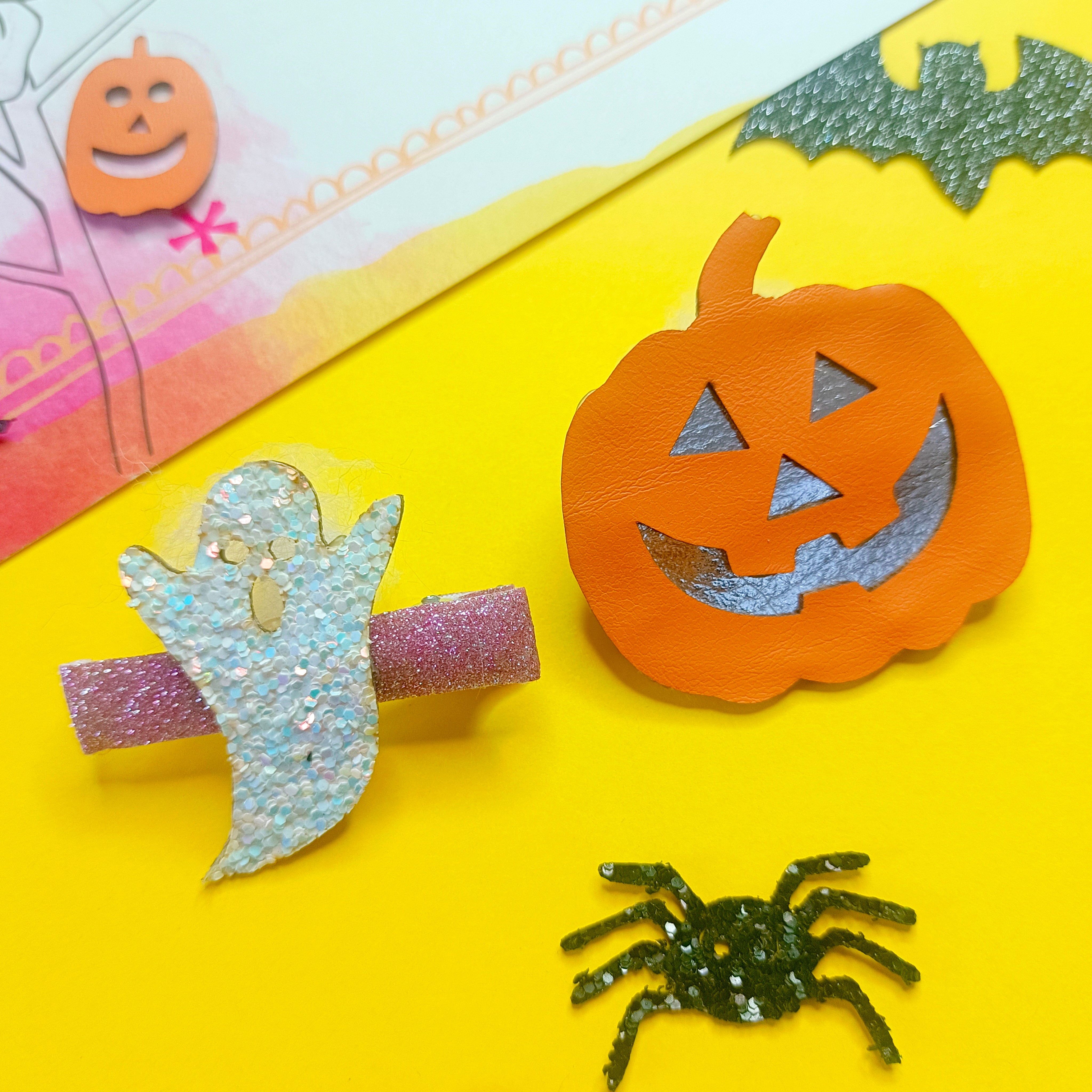 Combo of Big Pumpkin & Ghost Alligator Clip