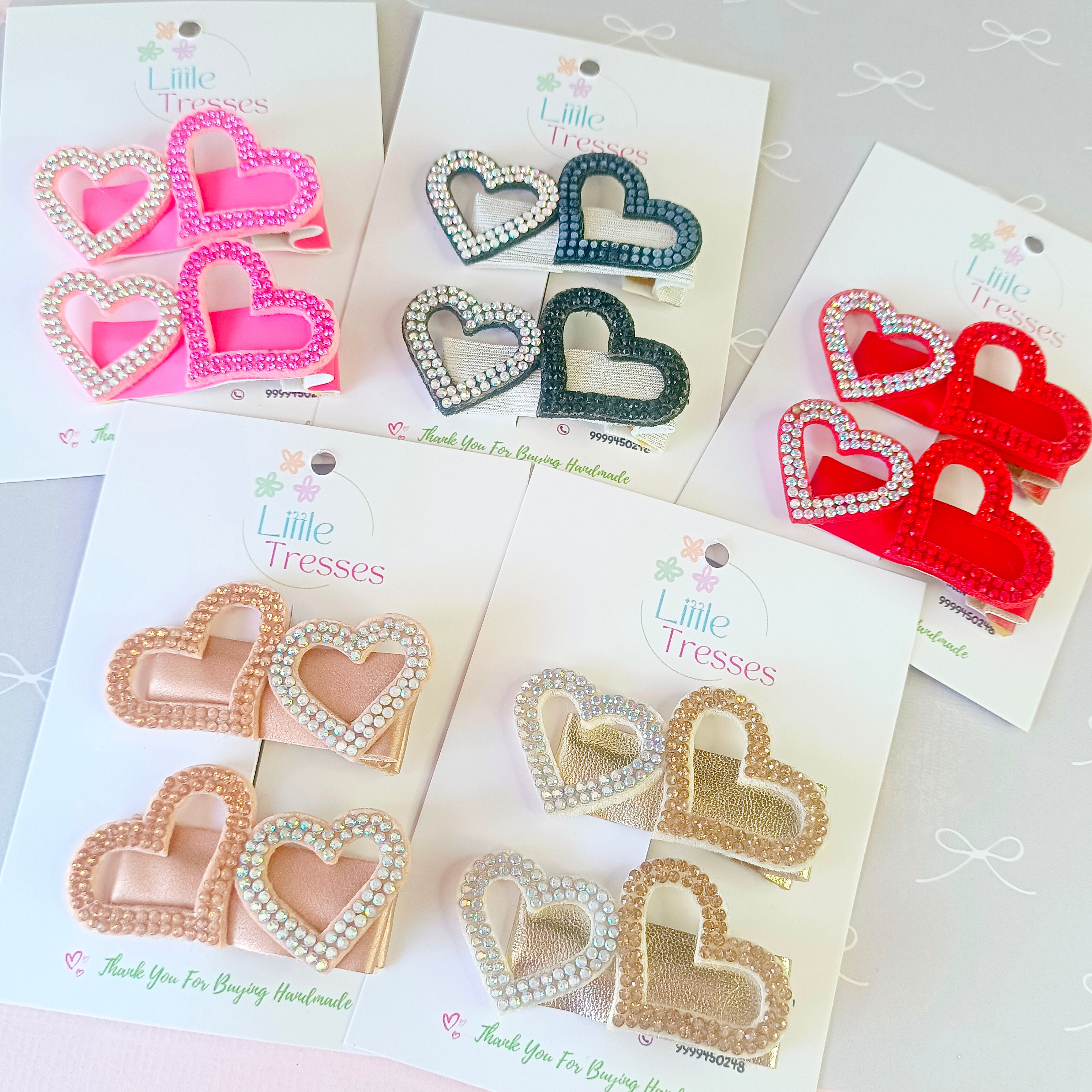Sweet Heart Alligator Clip Pair - 5 Colors