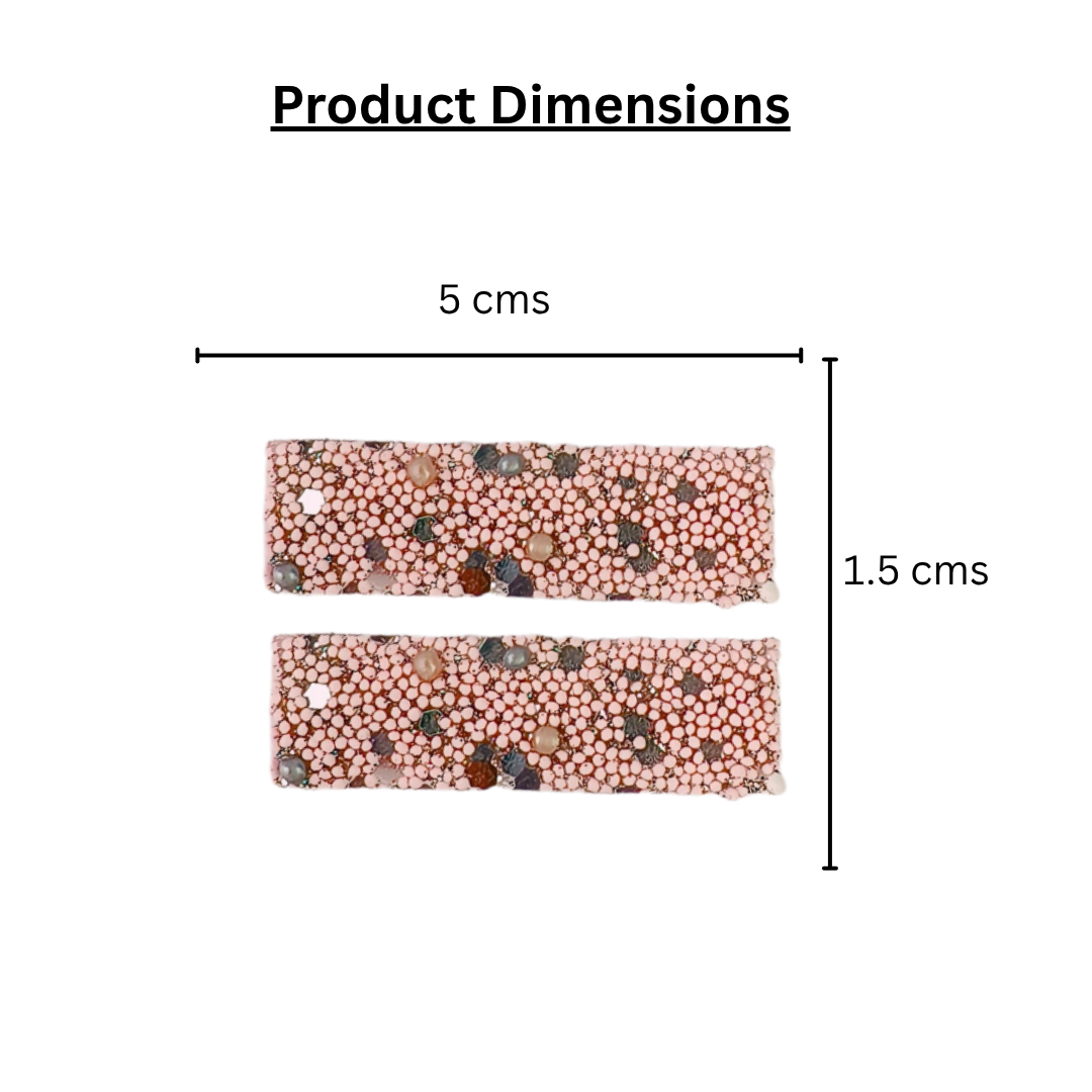 Green & Pink Beaded Butterfly & Beaded Pair Alligator Clip