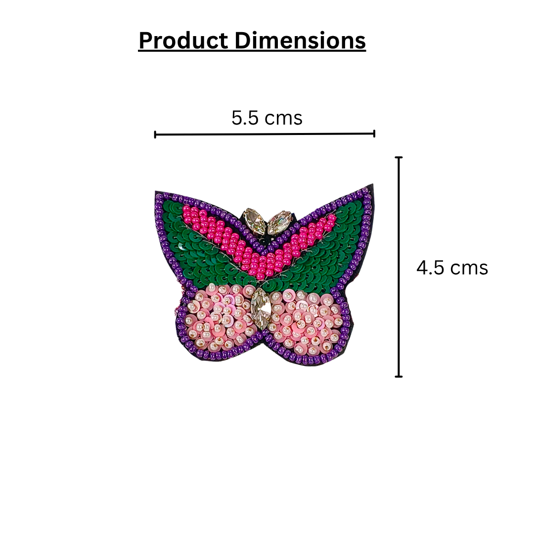 Green & Pink Beaded Butterfly Soft Headband