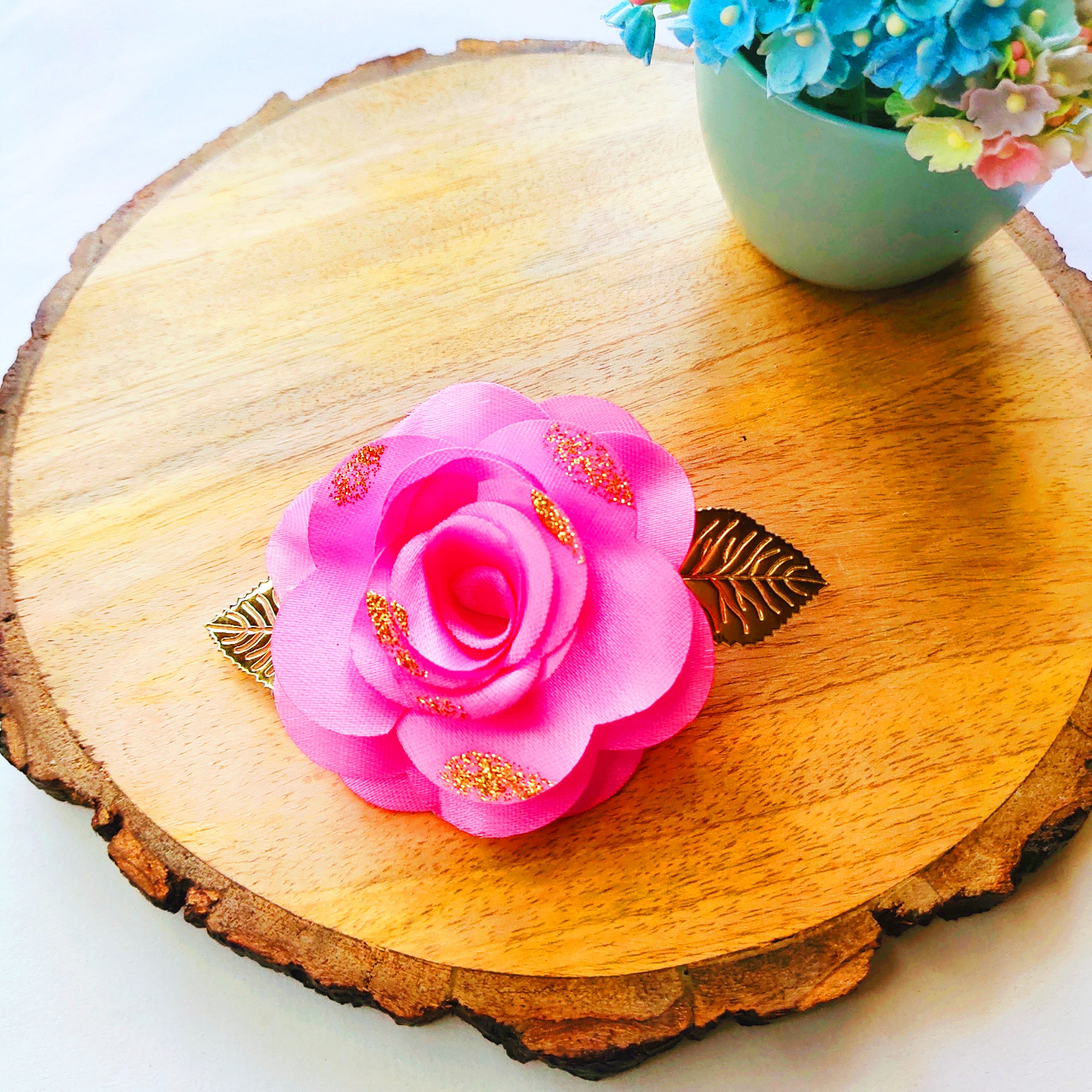 4 Colors Rose Flower Alligator Clip